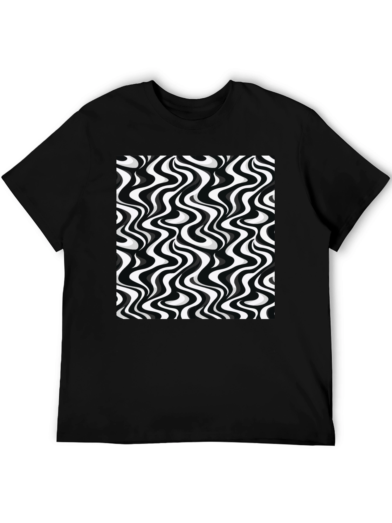 Retro Wavy Black & White Graphic Tee