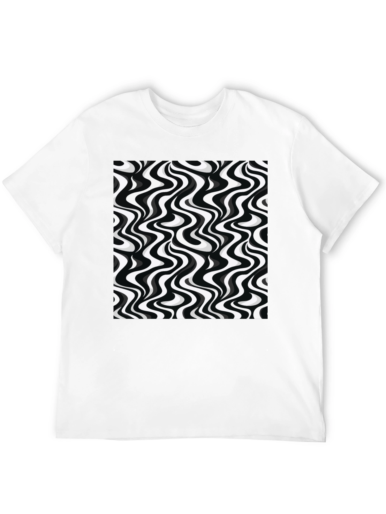 Retro Wavy Black & White Graphic Tee
