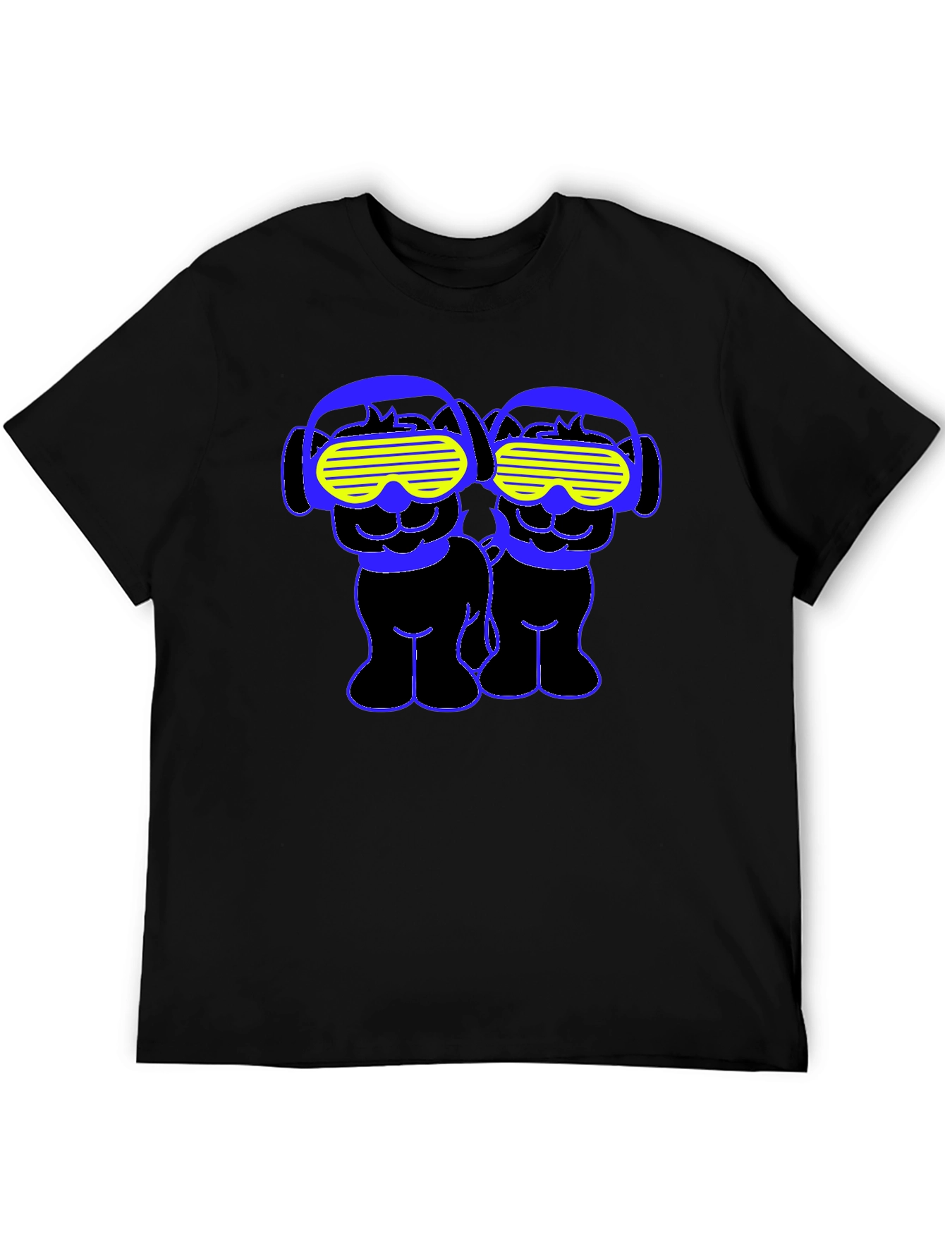 Funky Twin Dogs Graphic Tee - Black