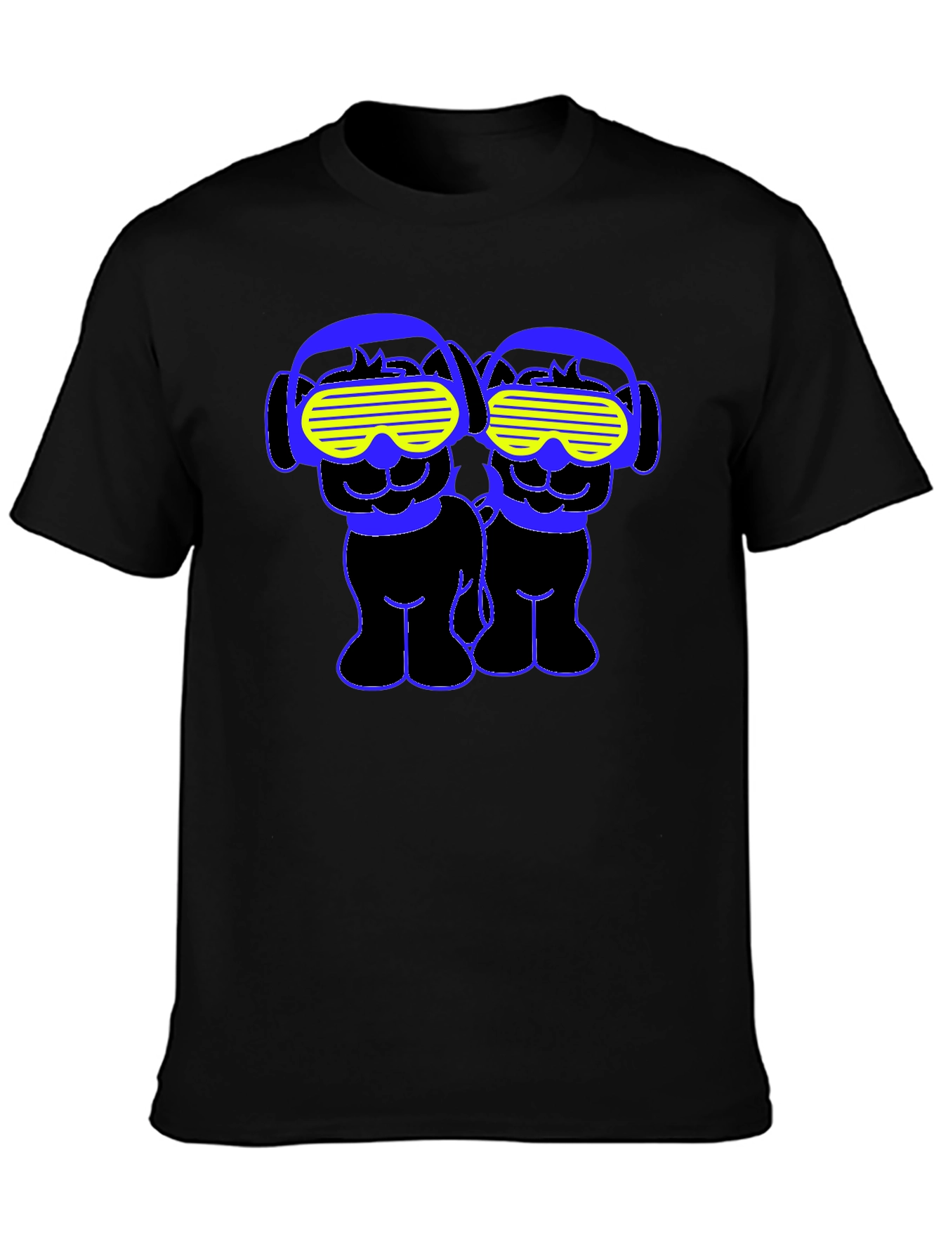 Funky Twin Dogs Graphic Tee - Black