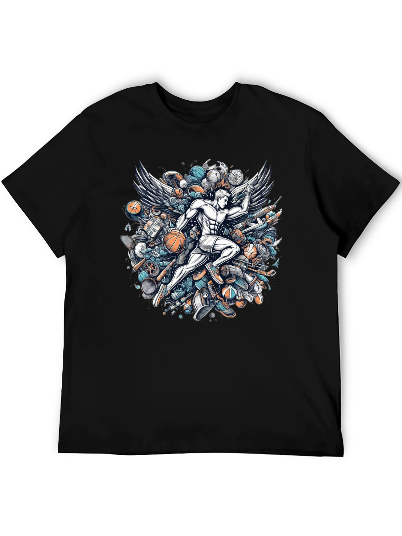 Winged Athlete Graphic Tee - Sports Inspired Design