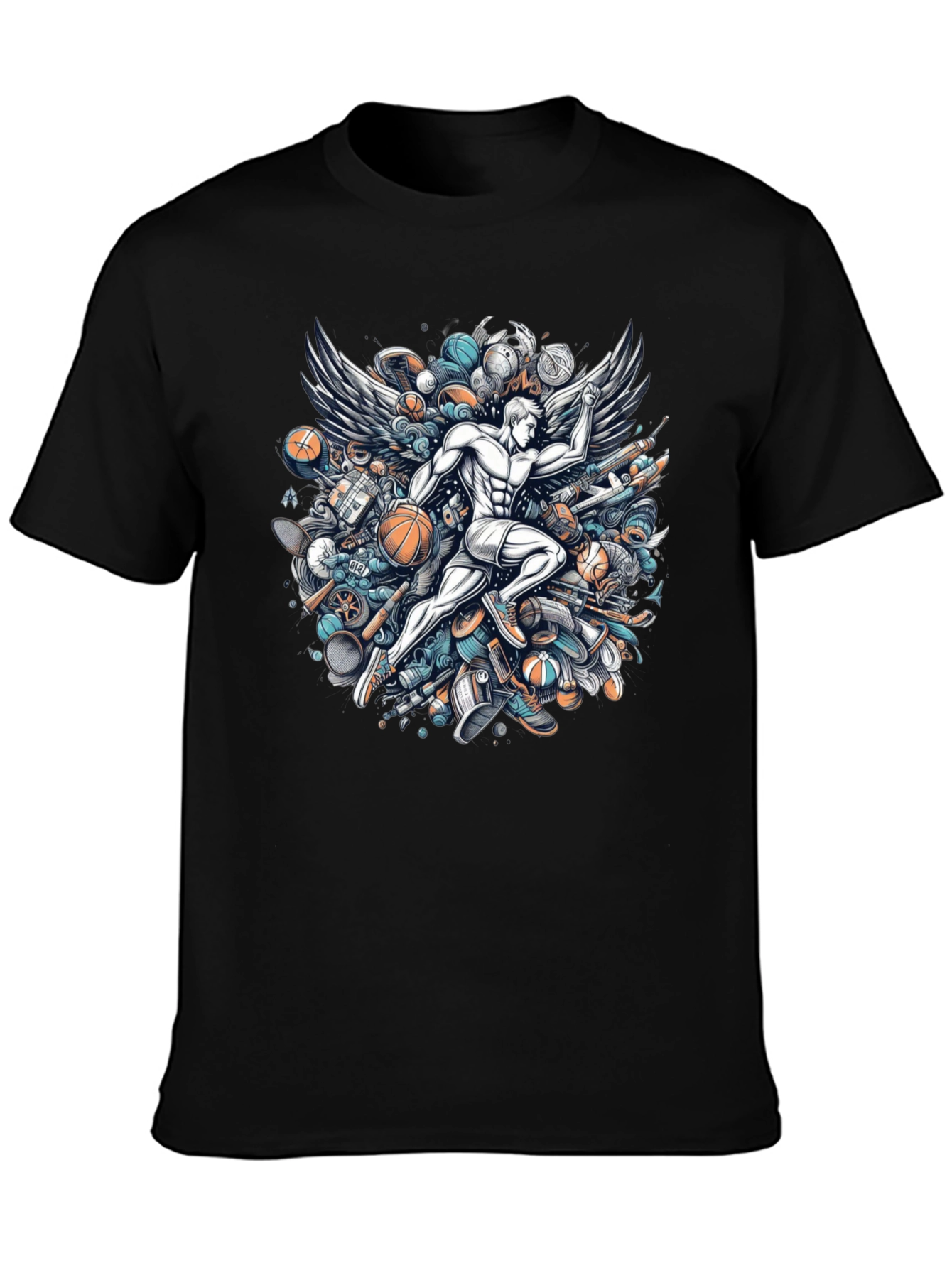 Winged Athlete Graphic Tee - Sports Inspired Design