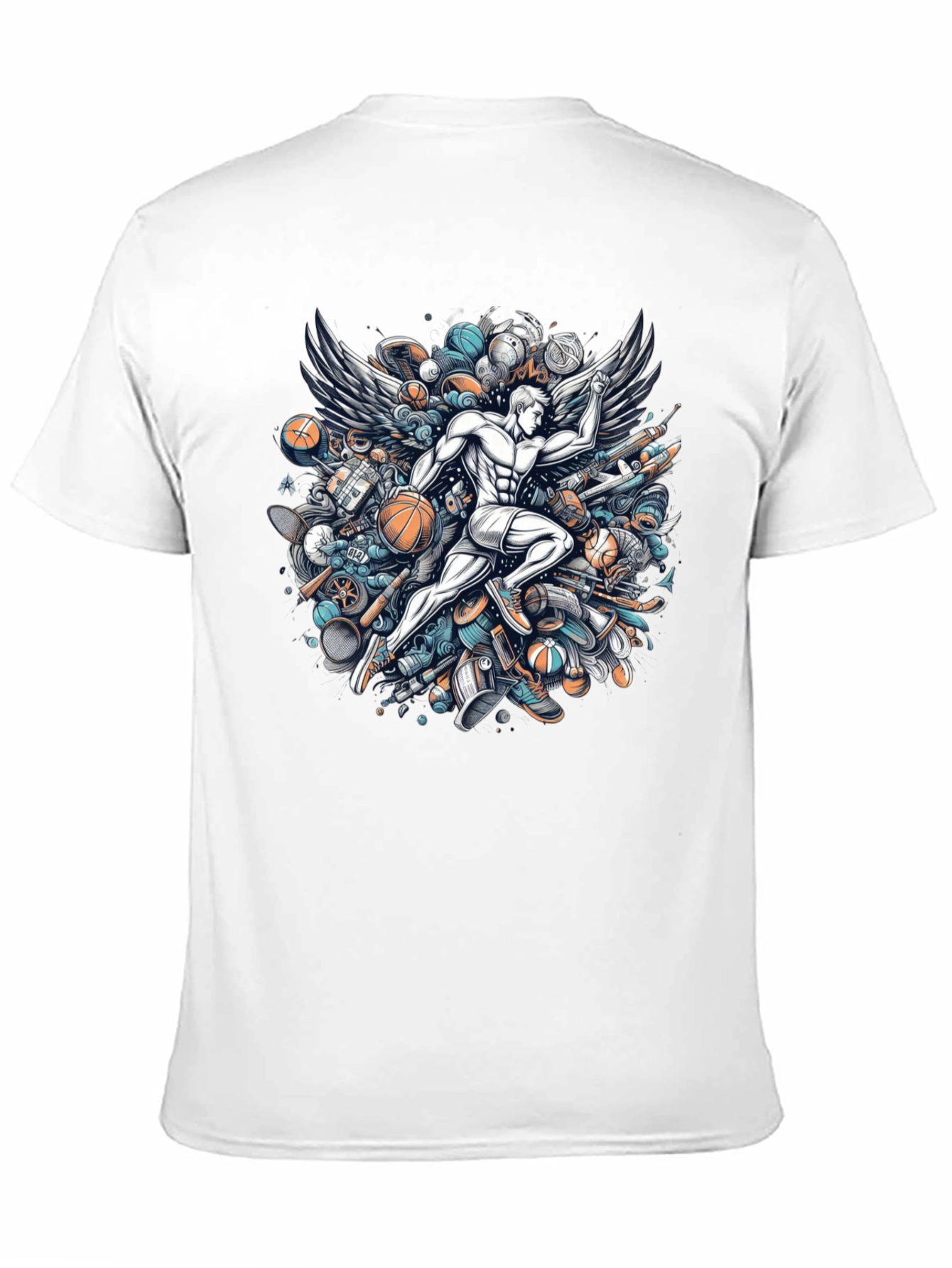 Winged Athlete Graphic Tee - Sports Inspired Design