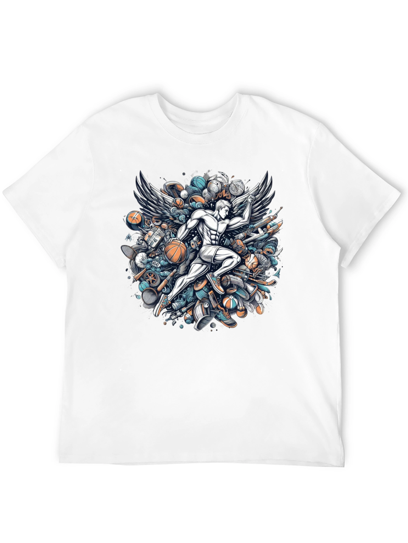 Winged Athlete Graphic Tee - Sports Inspired Design