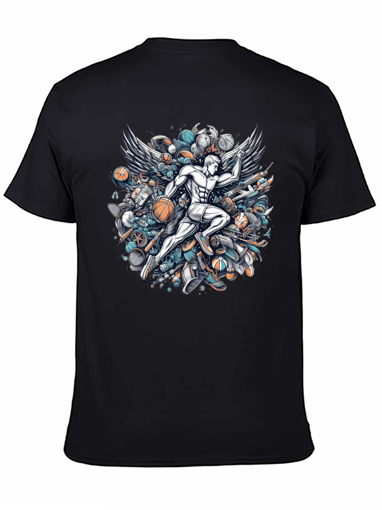 Winged Athlete Graphic Tee - Sports Inspired Design