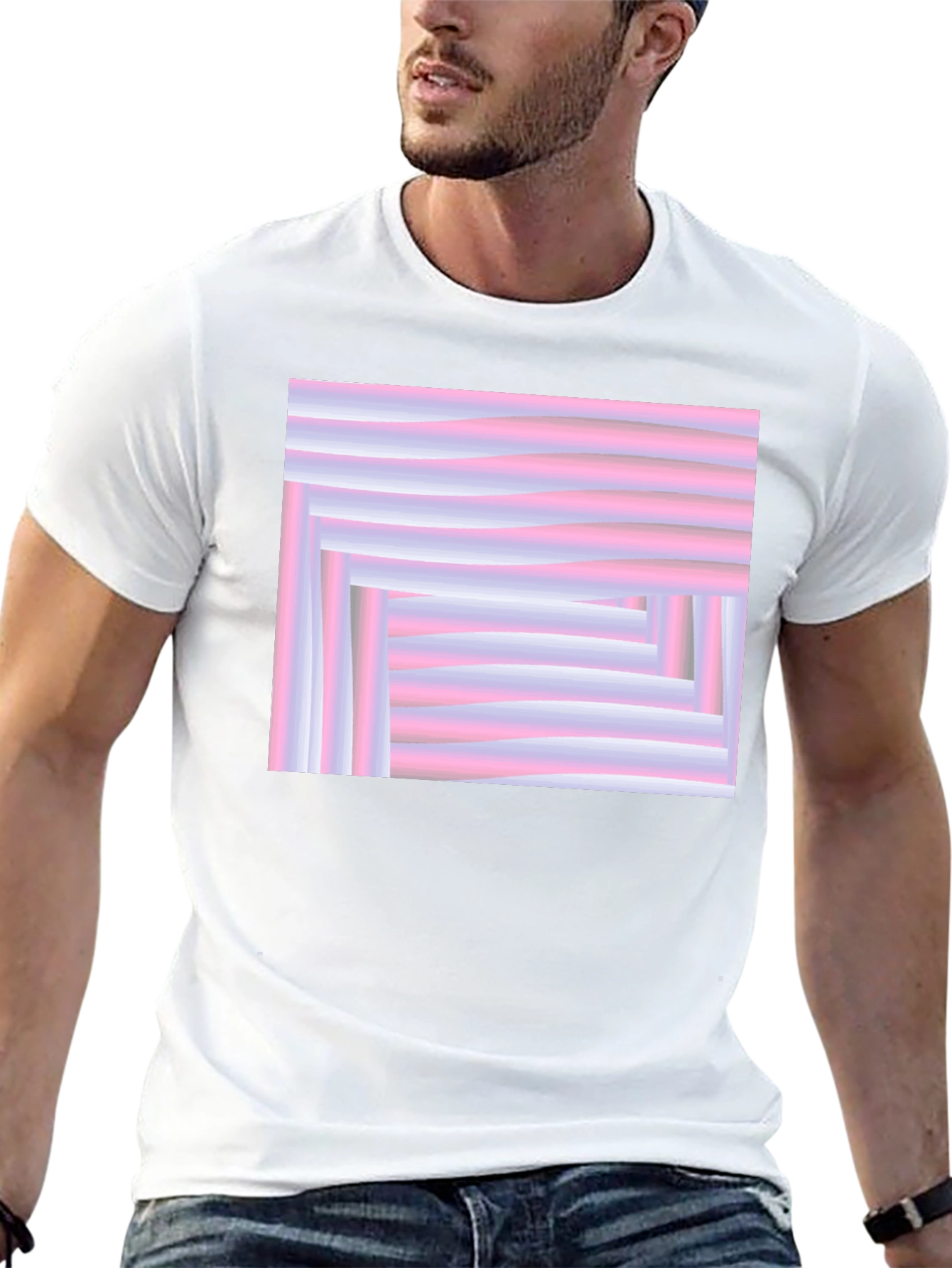 Abstract Pink and White T-Shirt