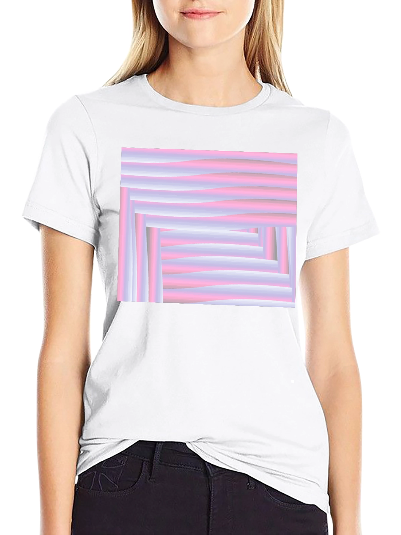 Abstract Pink and White T-Shirt