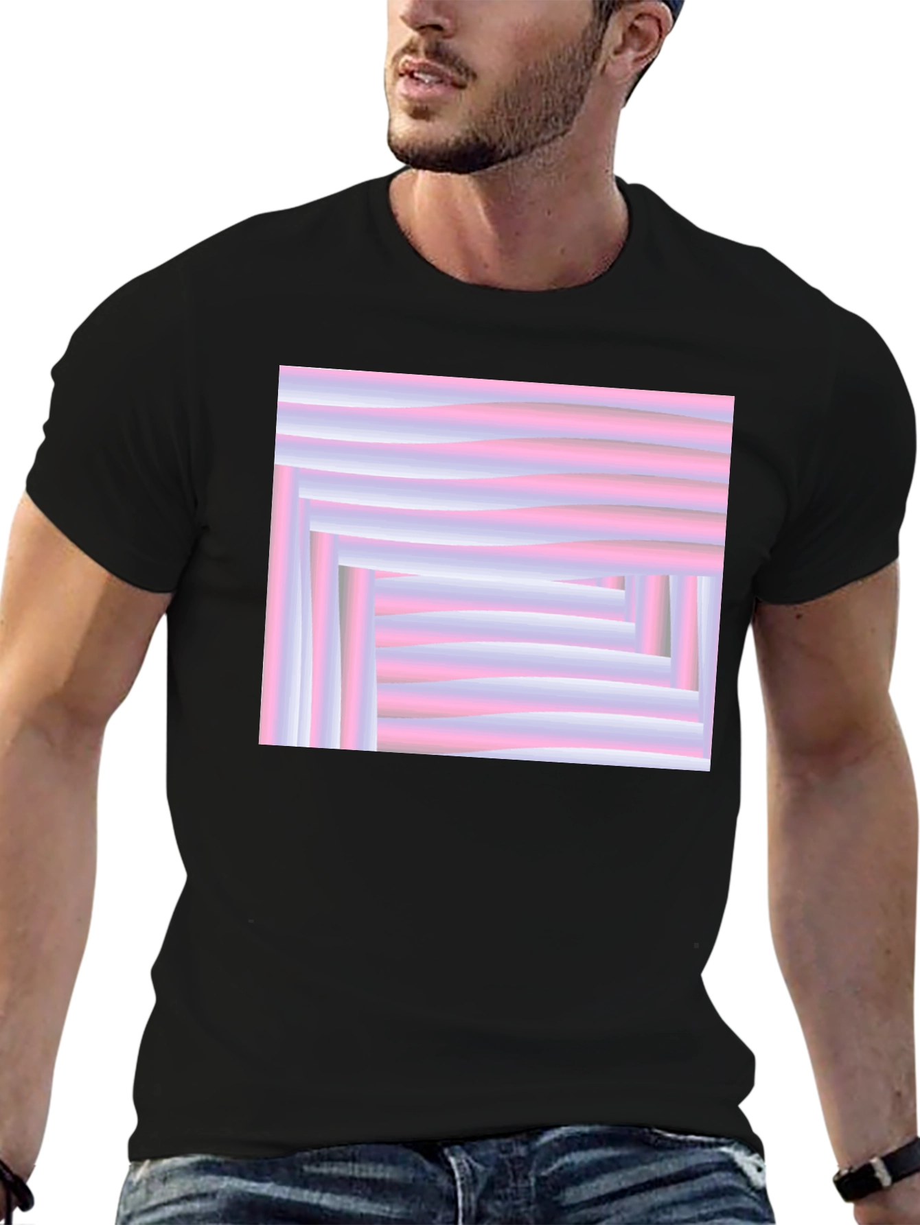 Abstract Pink and White T-Shirt