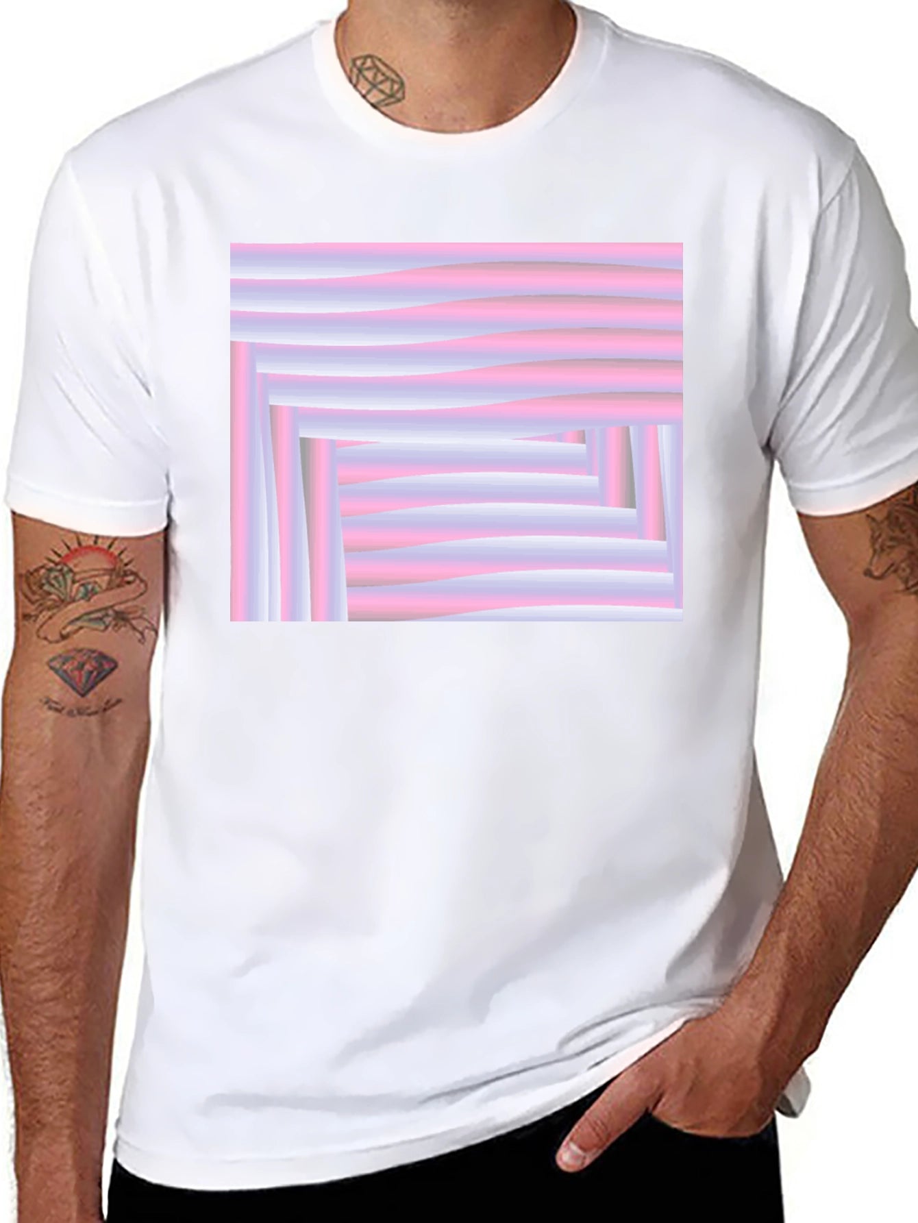 Abstract Pink and White T-Shirt