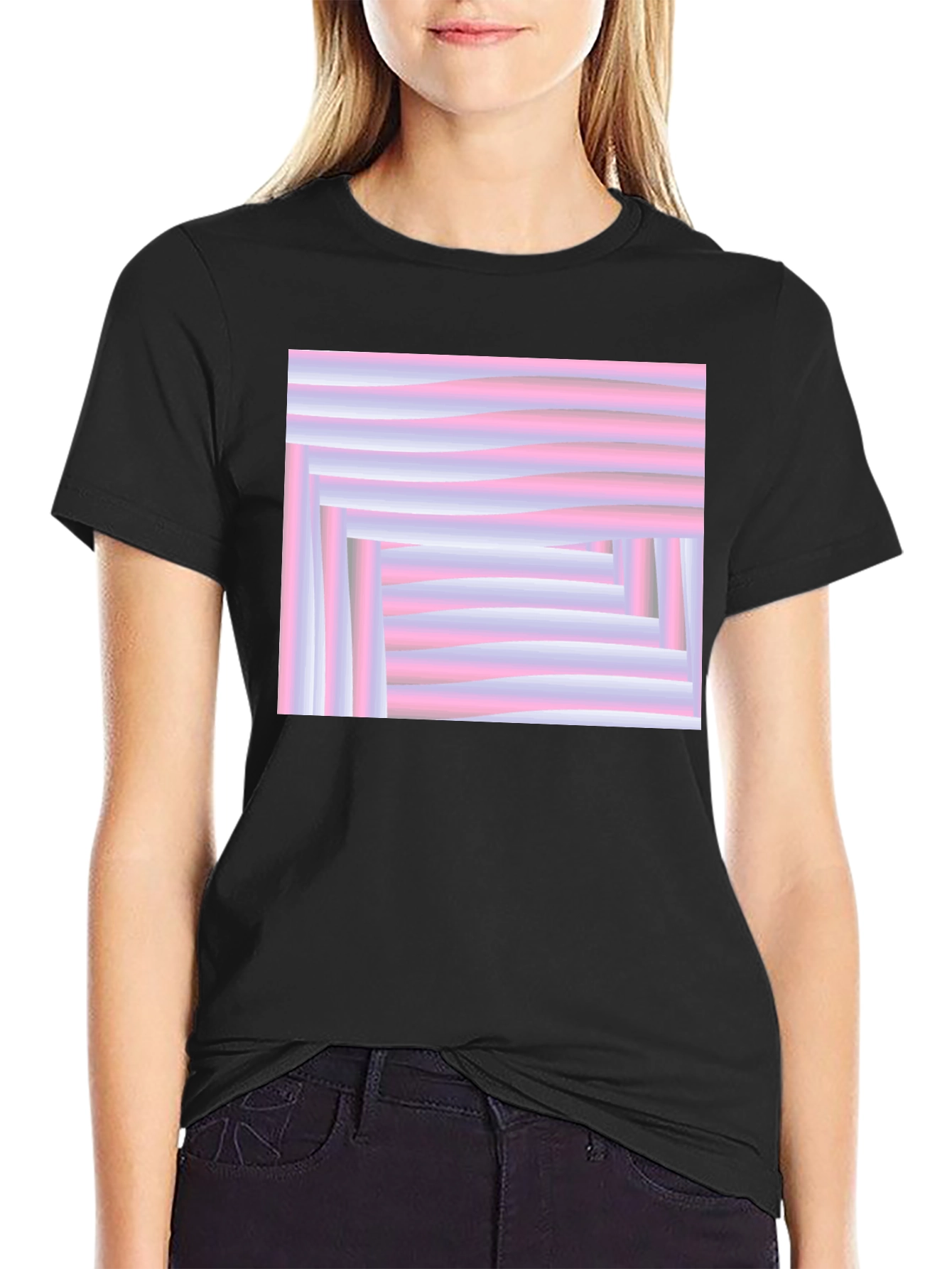 Abstract Pink and White T-Shirt