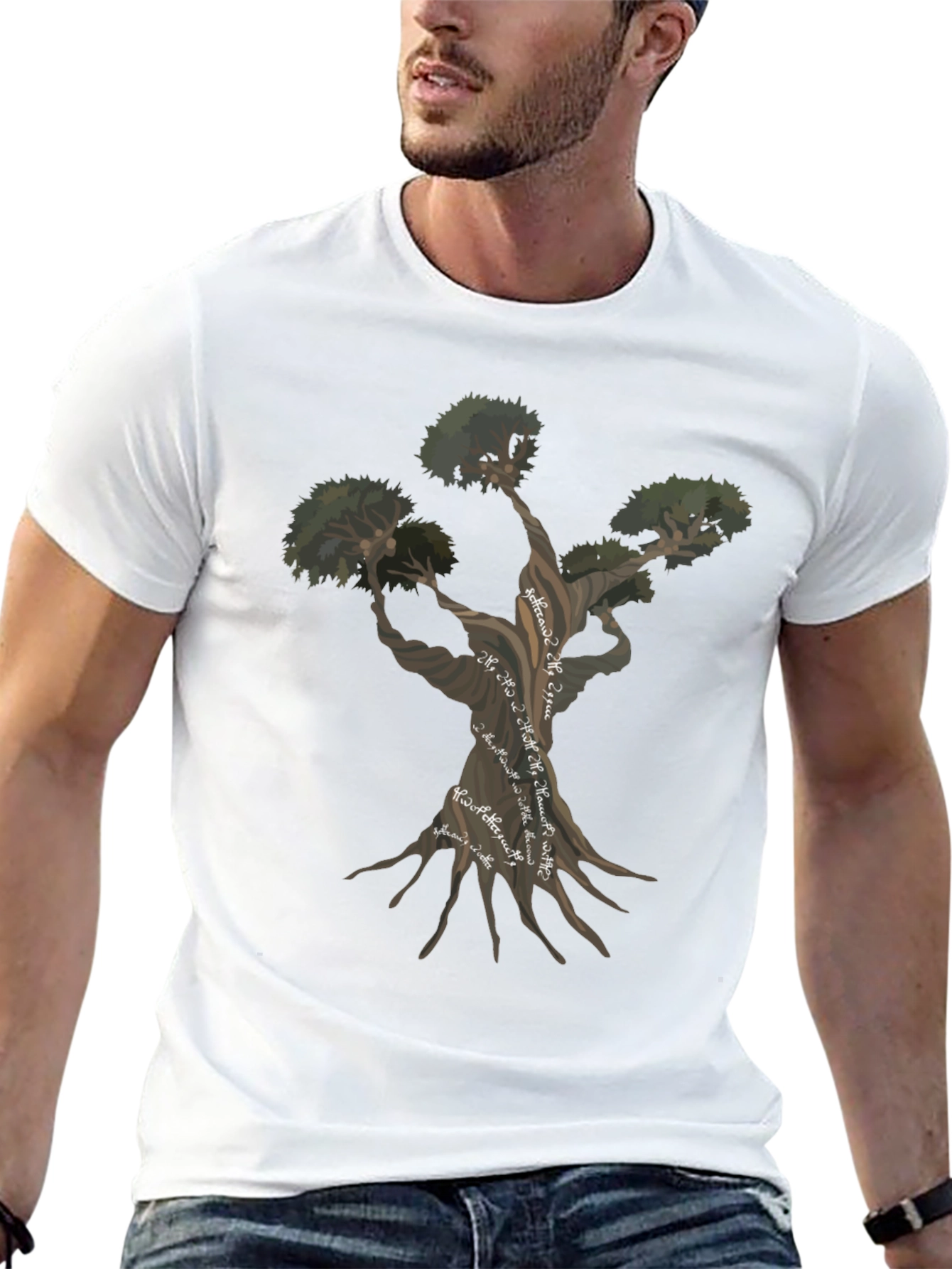 Unique Tree Graphic Black T-Shirt