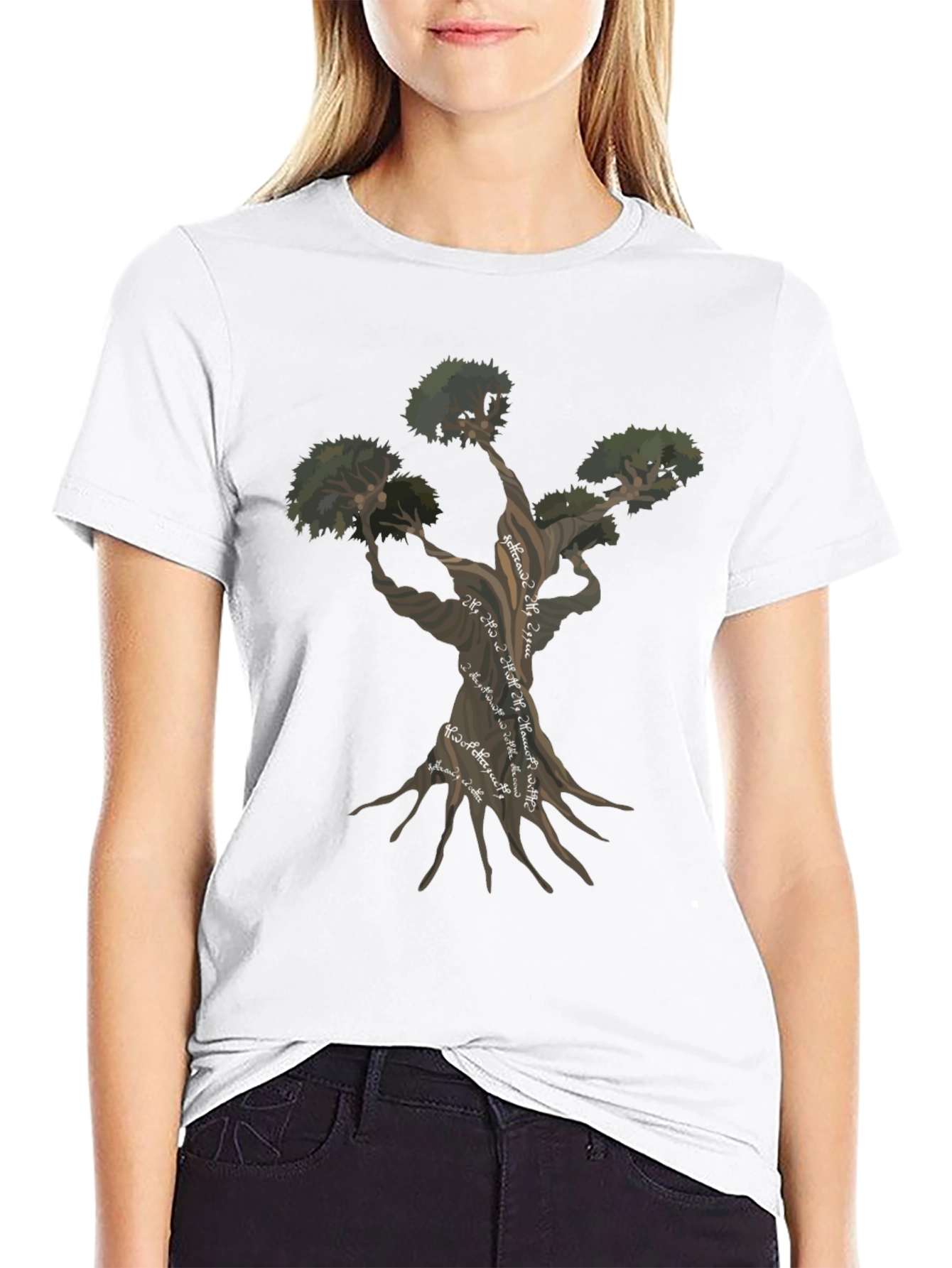 Unique Tree Graphic Black T-Shirt