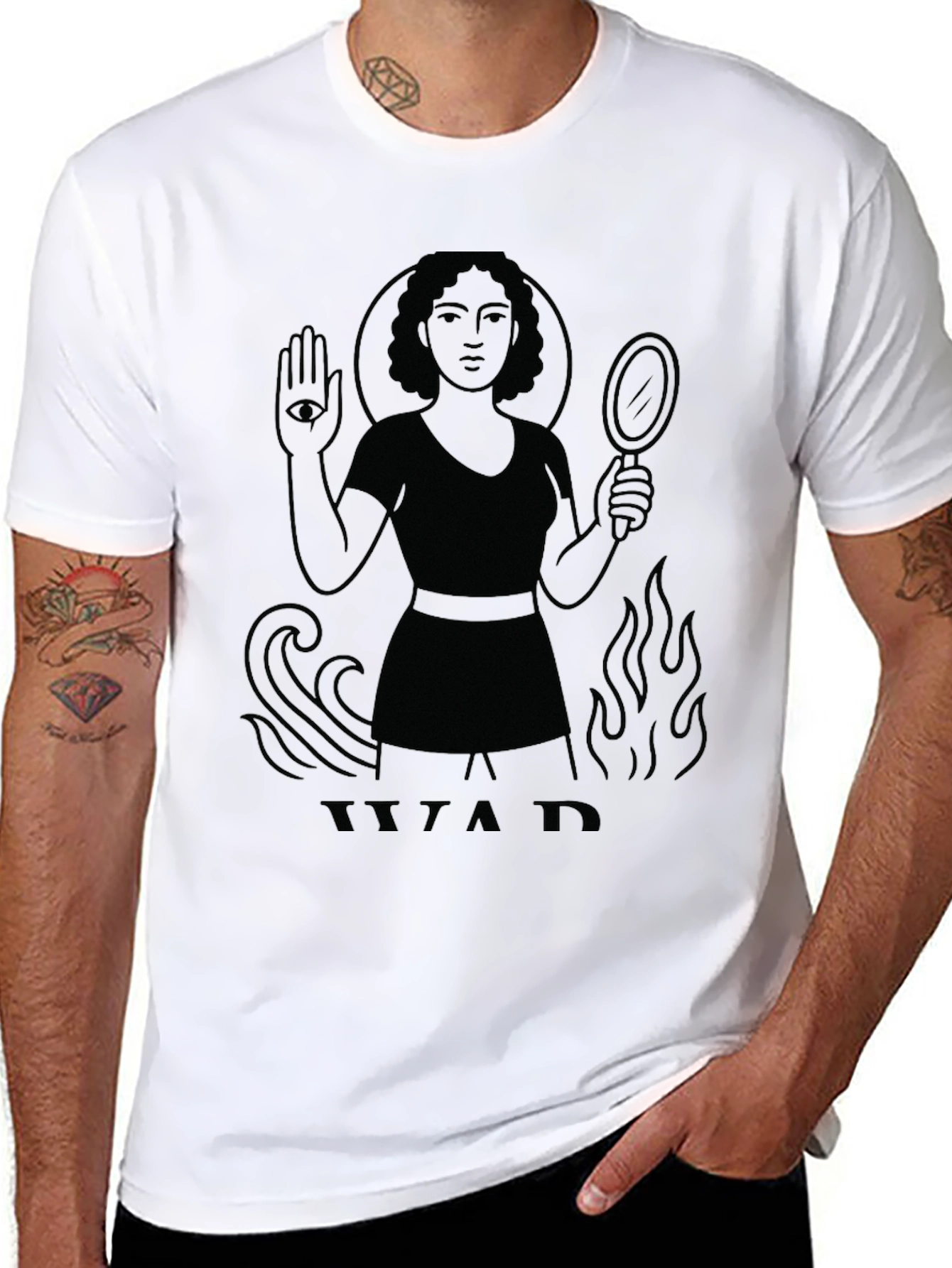 Occult Goddess Graphic Tee - Unisex Black Cotton T-Shirt