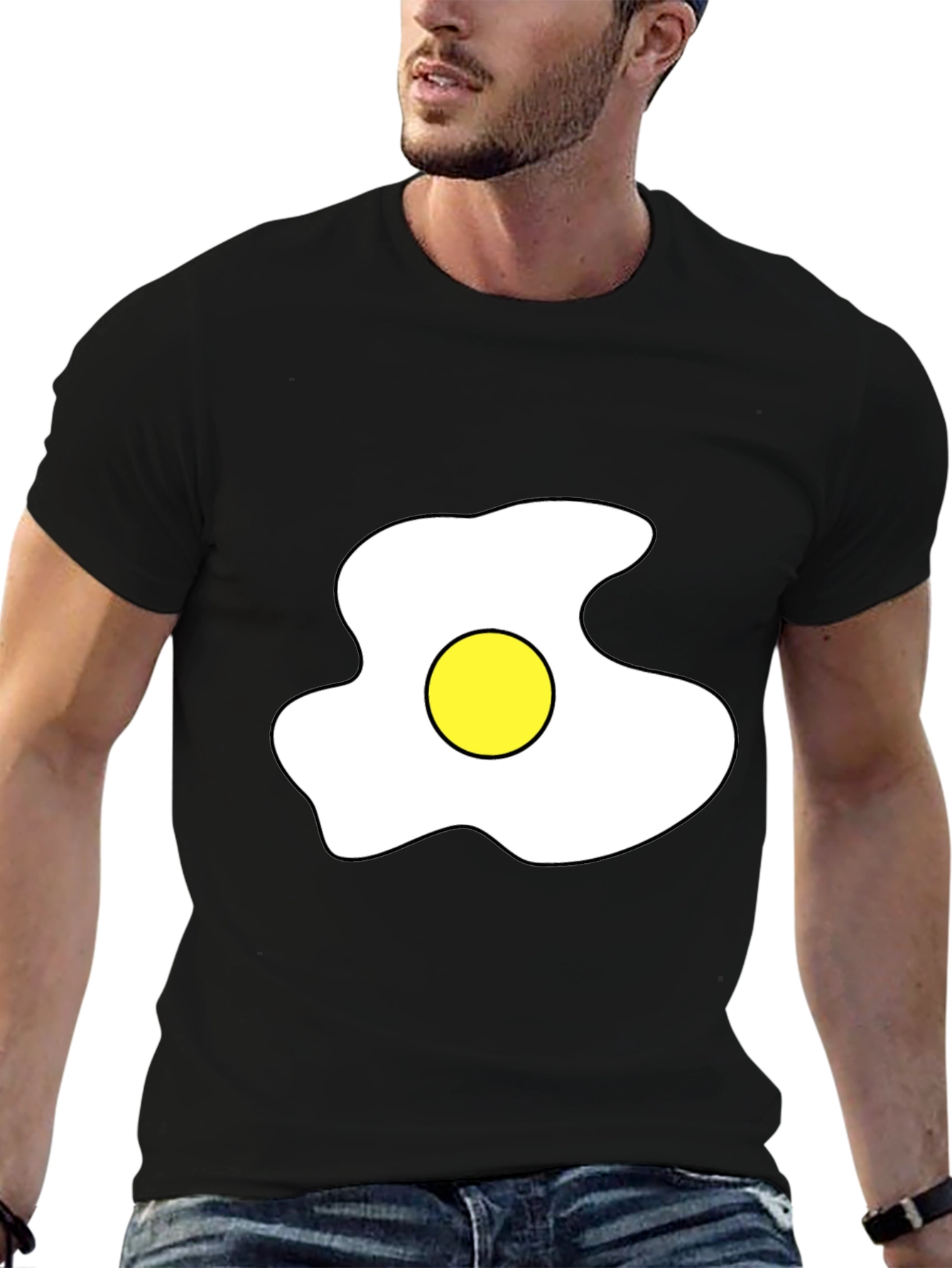 Fried Egg Graphic Tee - Casual Black T-Shirt
