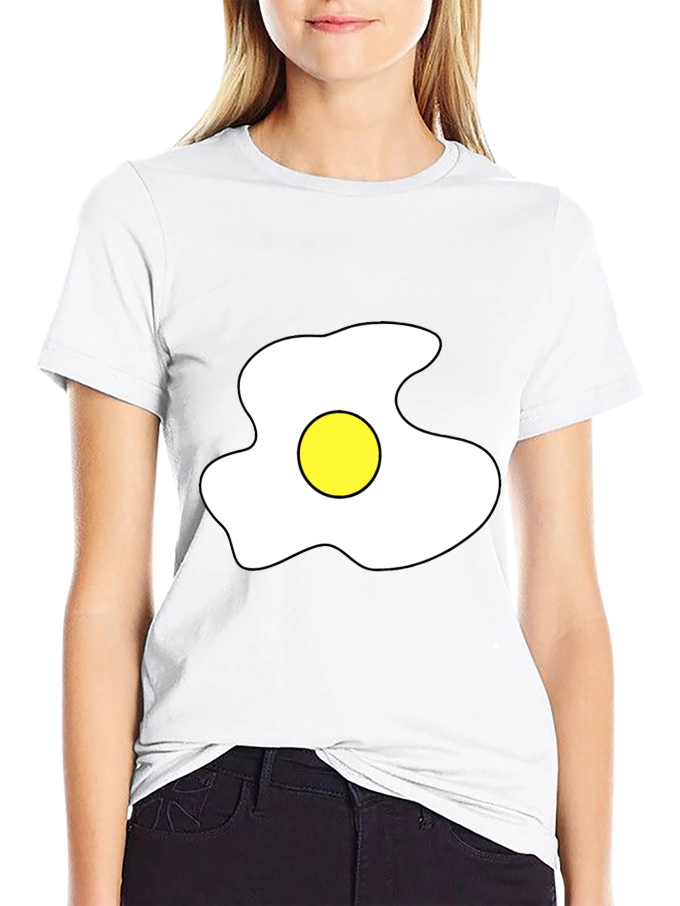 Fried Egg Graphic Tee - Casual Black T-Shirt