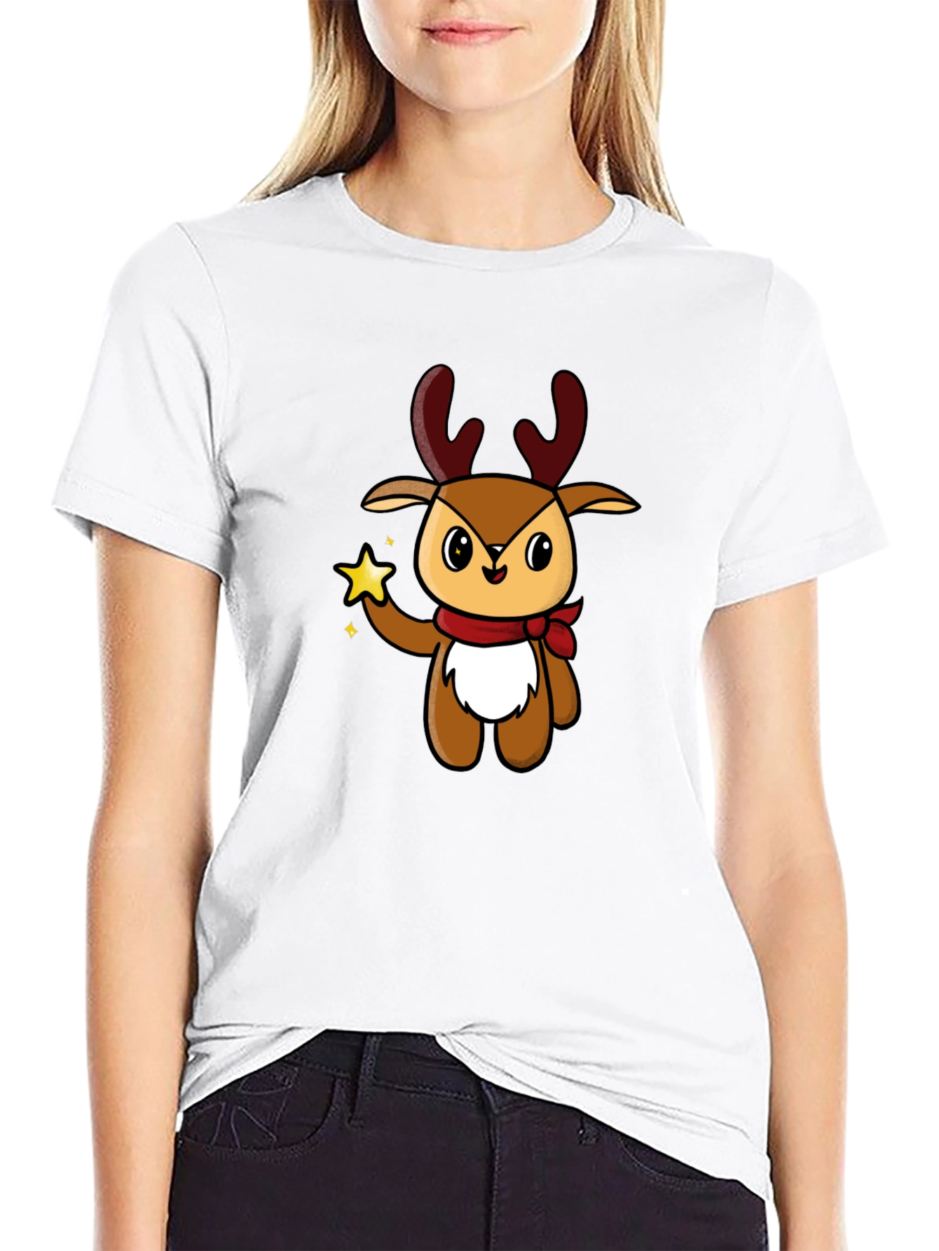 Cute Reindeer Graphic Tee - Holiday Style