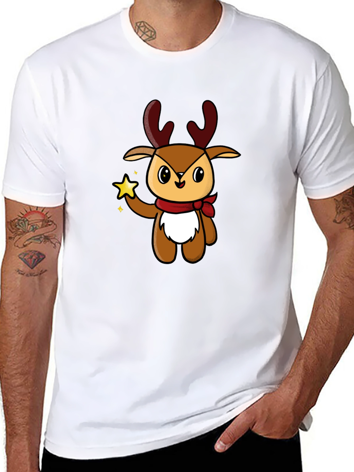 Cute Reindeer Graphic Tee - Holiday Style