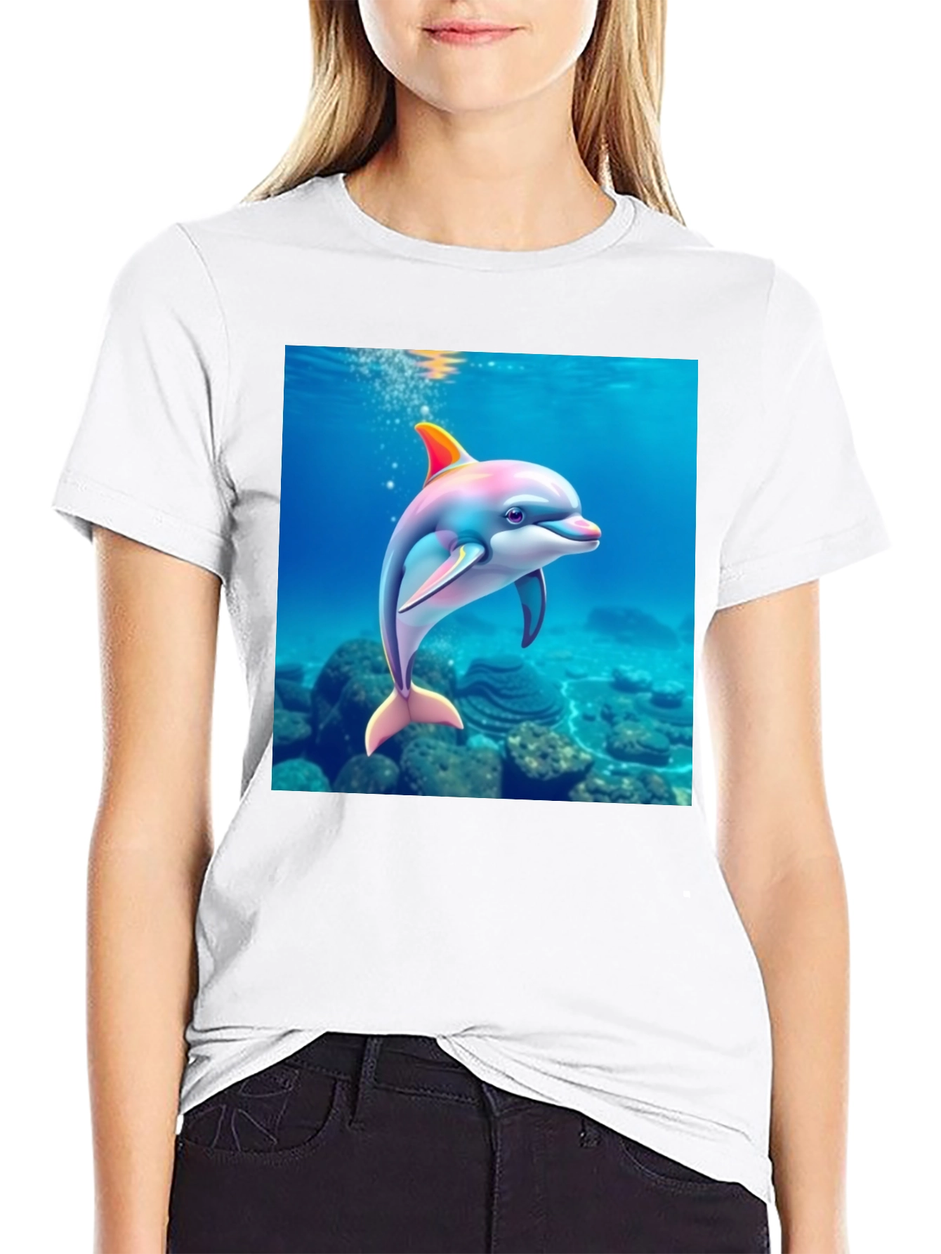 Dolphin Graphic Black T-Shirt