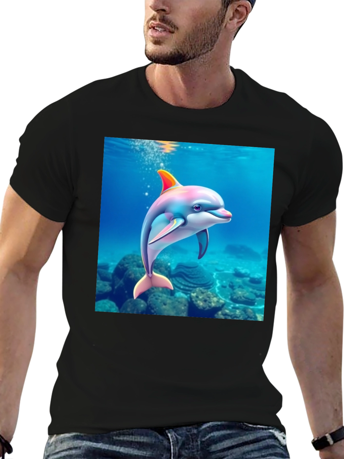 Dolphin Graphic Black T-Shirt
