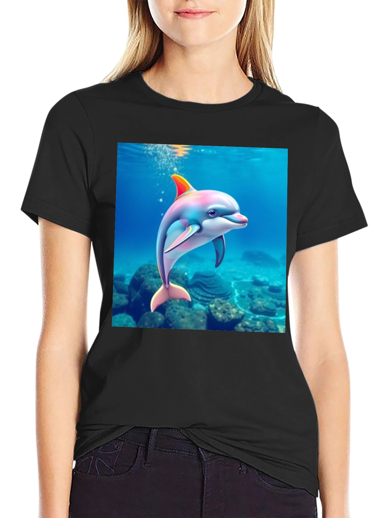 Dolphin Graphic Black T-Shirt
