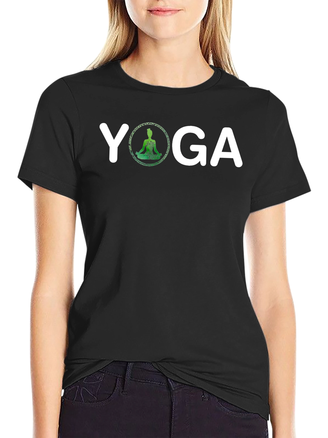 Yoga Graphic T-Shirt - Meditating Silhouette Design