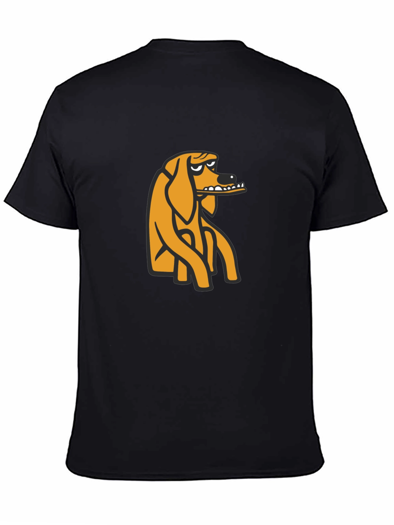 Black T-Shirt with Cartoon Dog Graphic