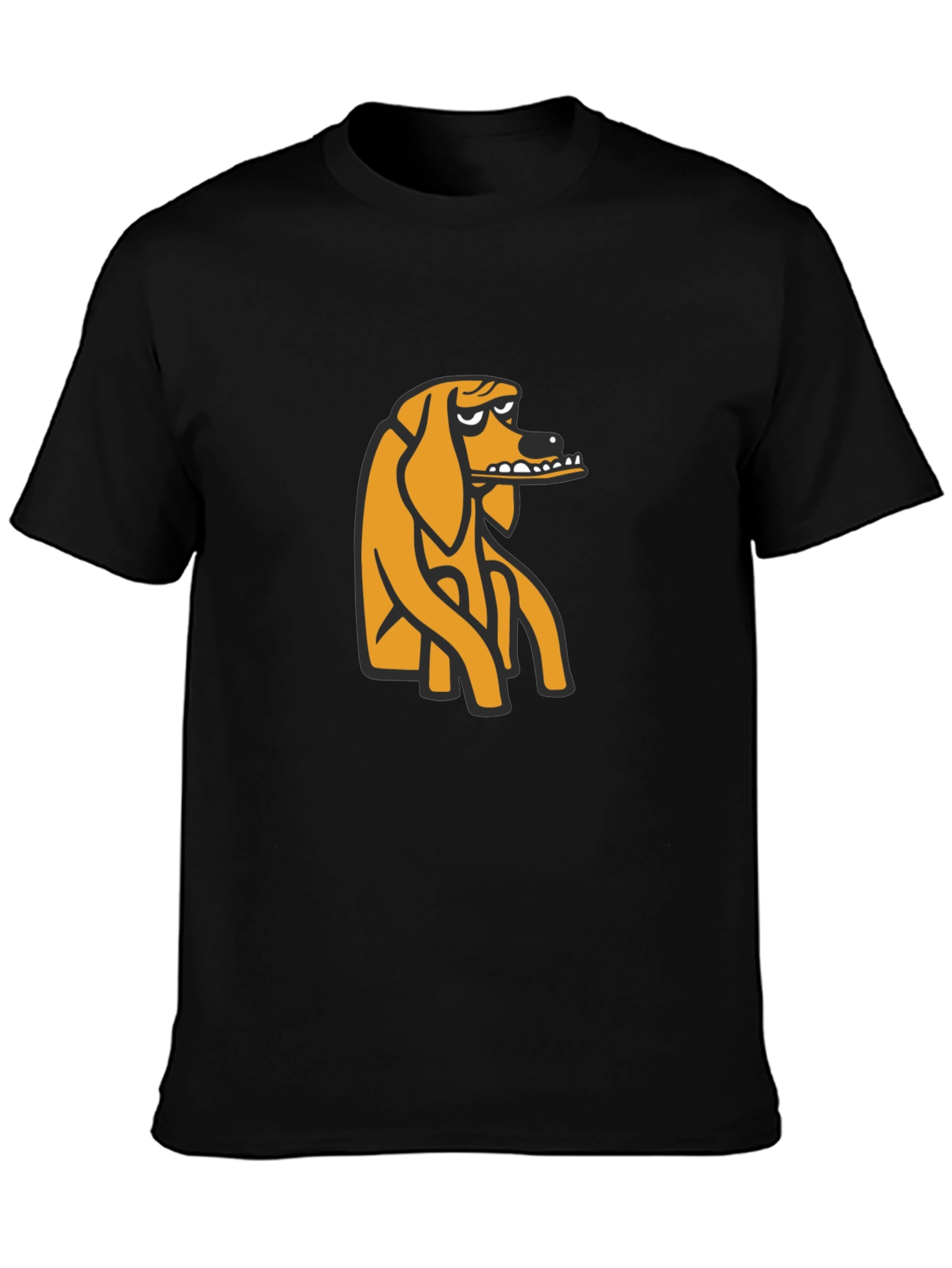 Black T-Shirt with Cartoon Dog Graphic