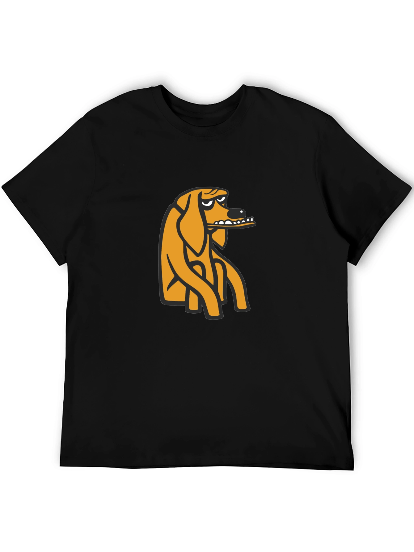 Black T-Shirt with Cartoon Dog Graphic