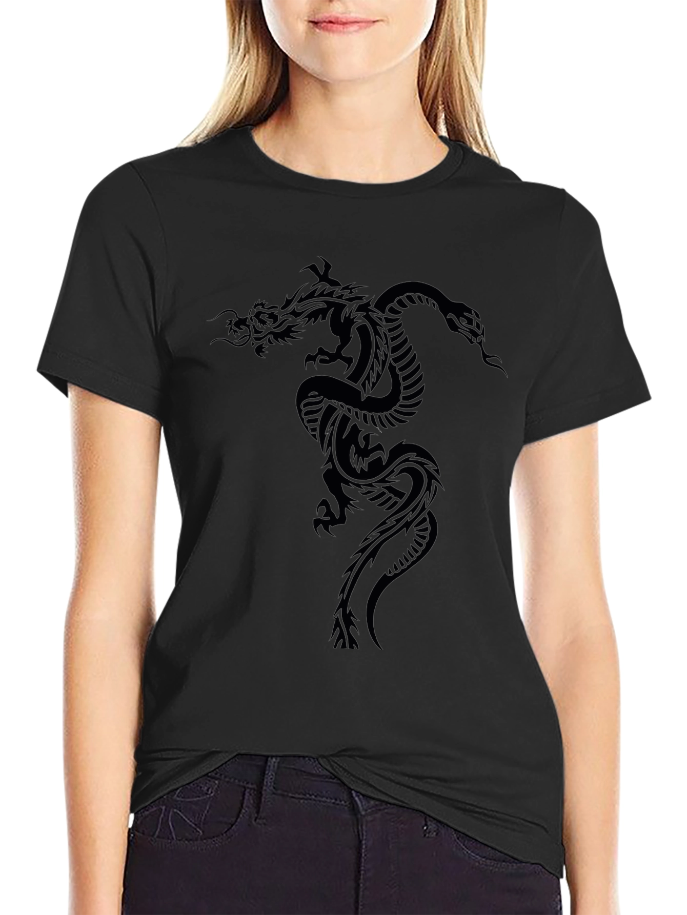 Mens Black Dragon Graphic T-Shirt