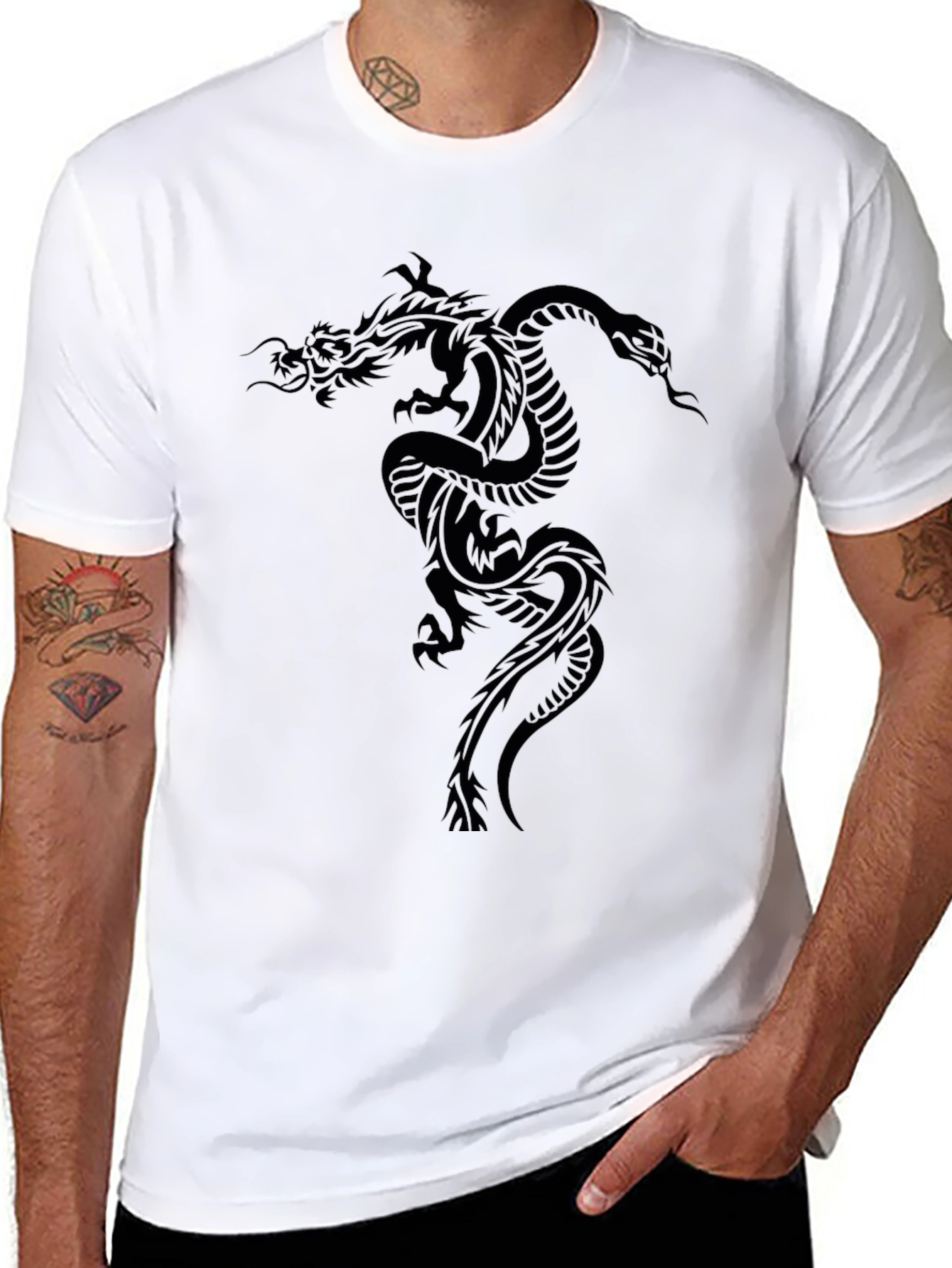 Mens Black Dragon Graphic T-Shirt
