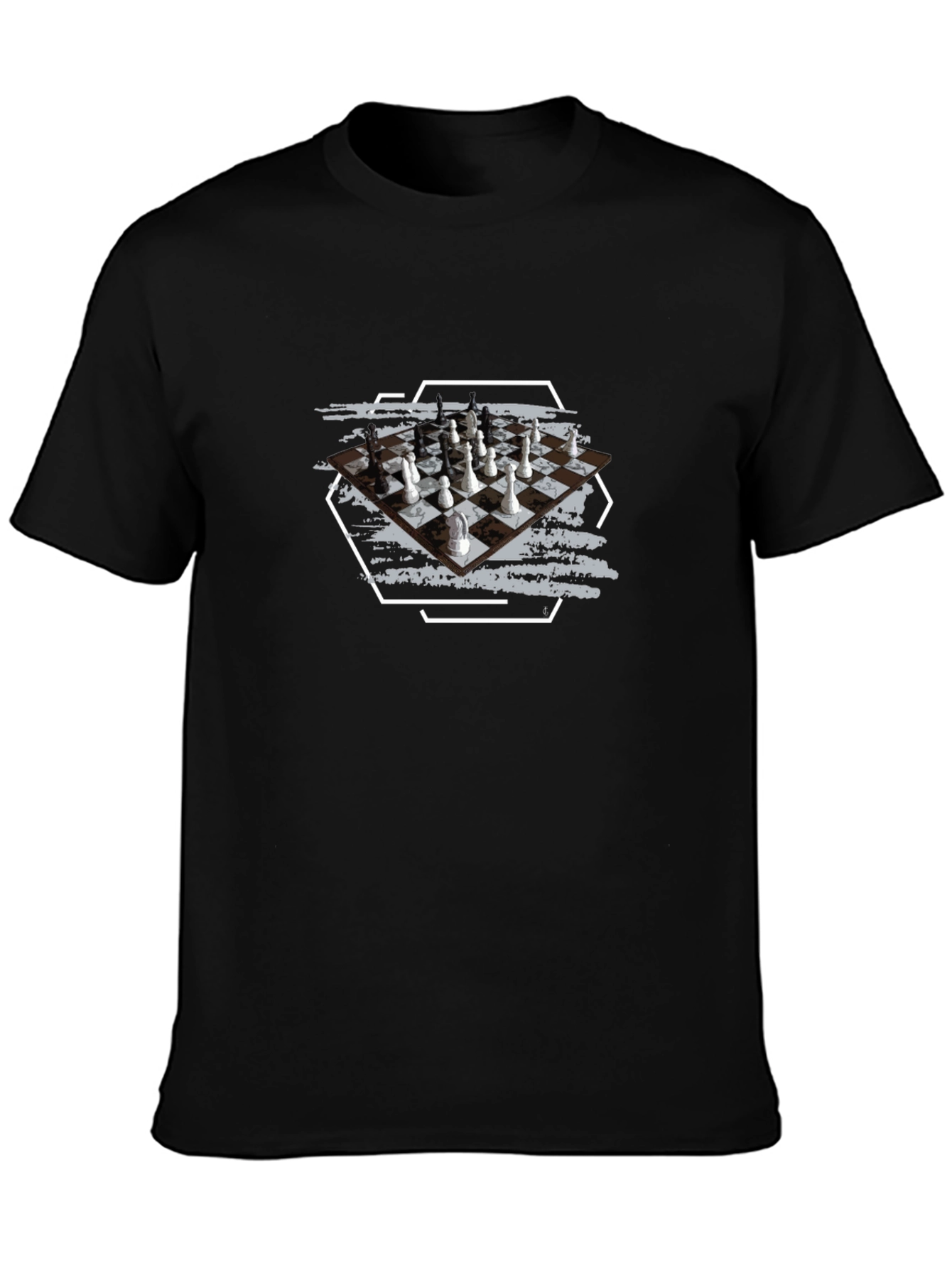 Chessboard Graphic Tee - Stylish Unisex Black T-Shirt