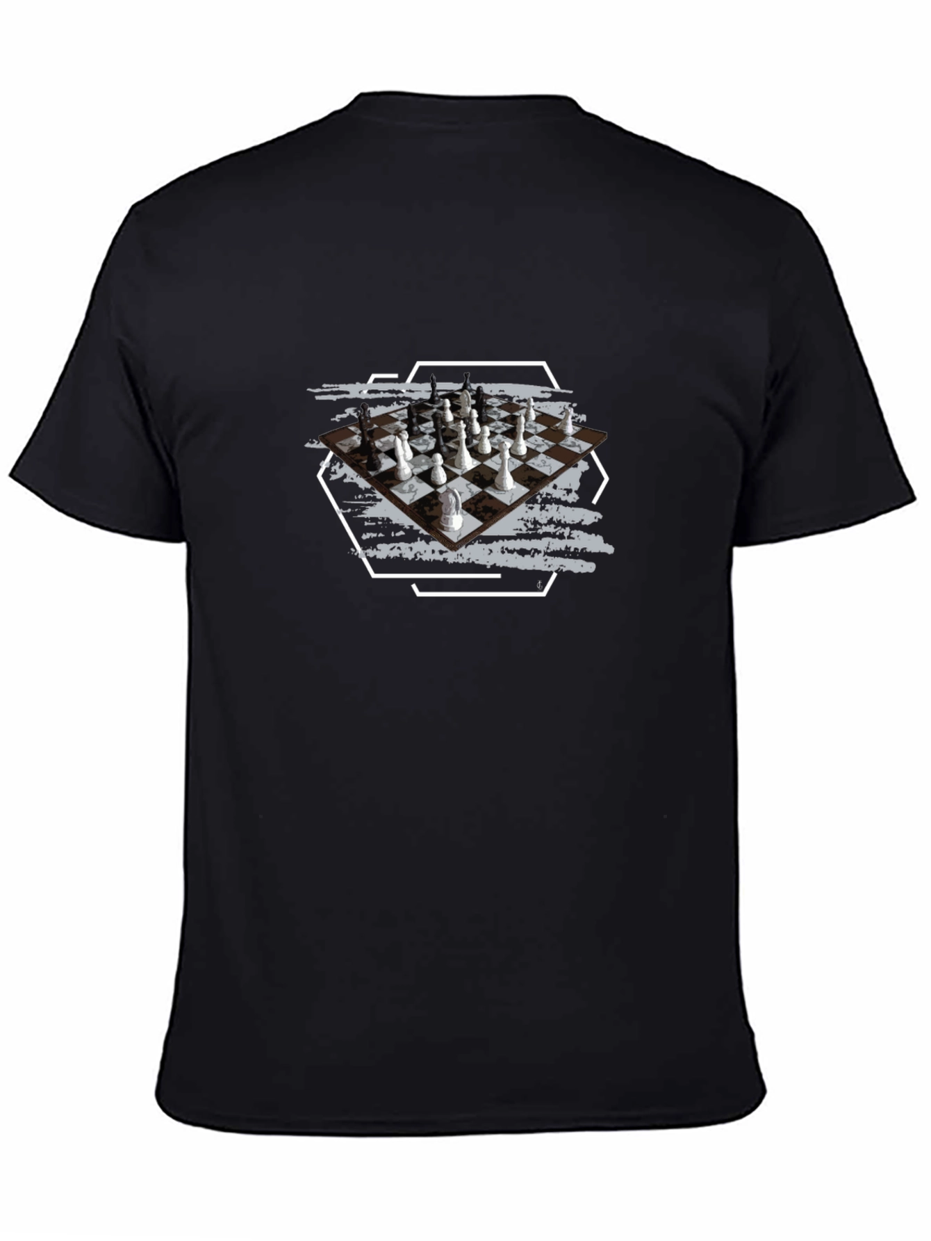 Chessboard Graphic Tee - Stylish Unisex Black T-Shirt