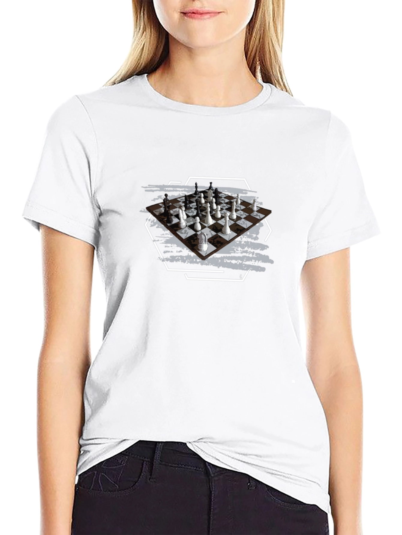 Chessboard Graphic Tee - Stylish Unisex Black T-Shirt