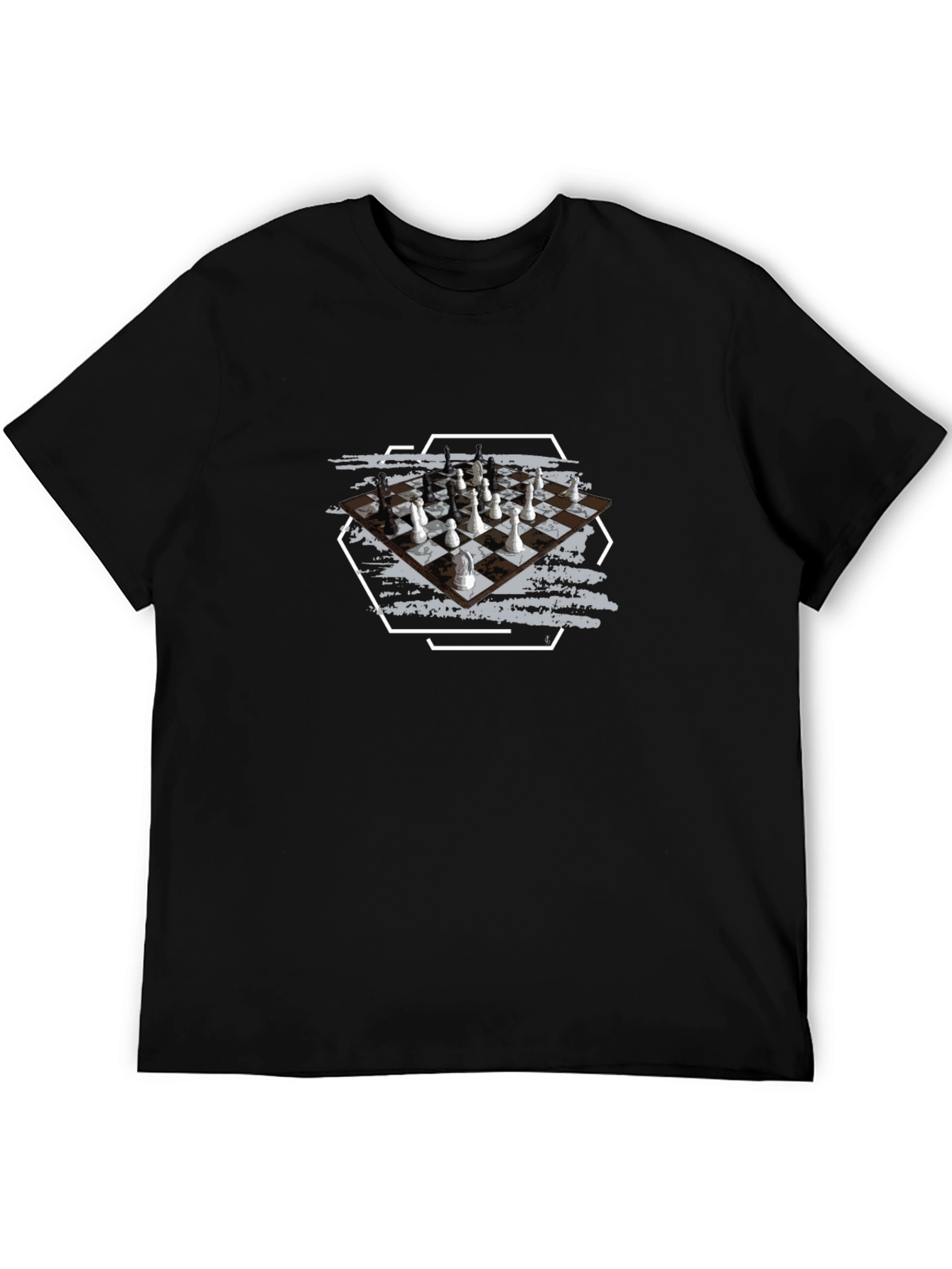 Chessboard Graphic Tee - Stylish Unisex Black T-Shirt