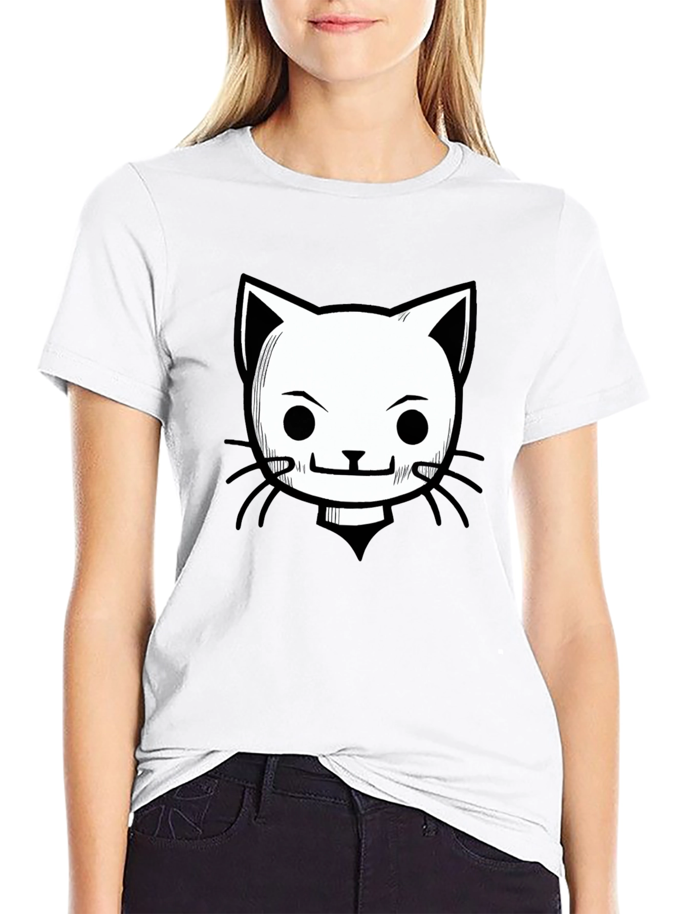 Cool Cat Graphic T-Shirt - Black Crew Neck Tee