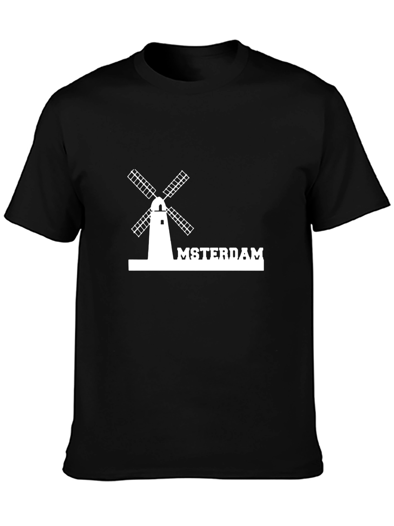 Amsterdam Windmill Graphic Tee - Black Cotton T-Shirt