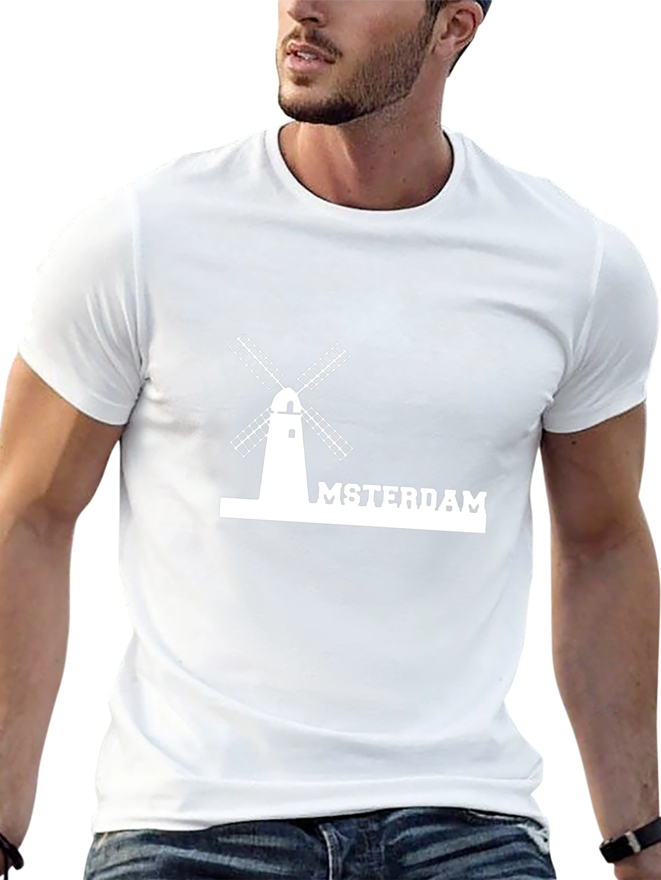 Amsterdam Windmill Graphic Tee - Black Cotton T-Shirt