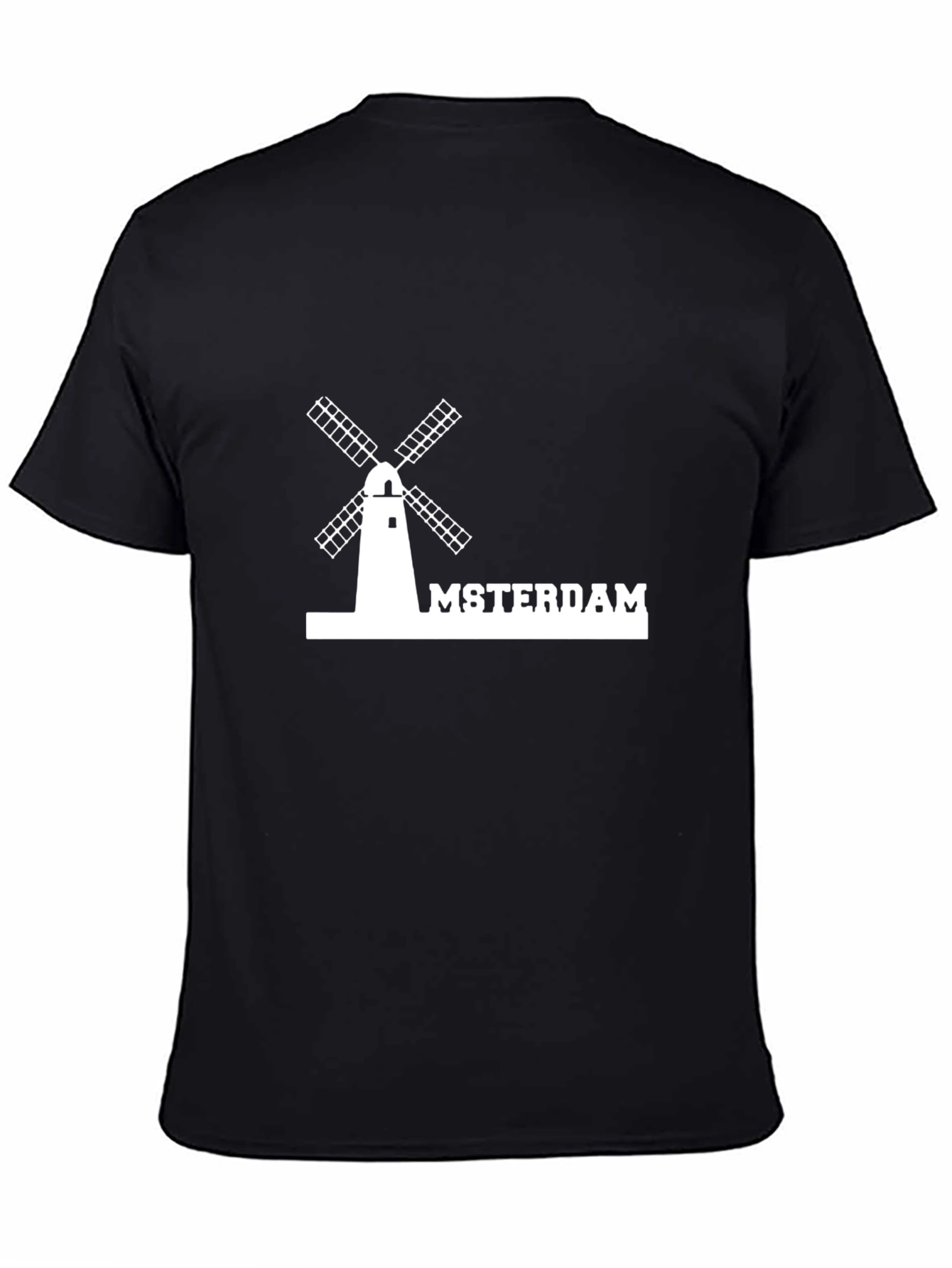 Amsterdam Windmill Graphic Tee - Black Cotton T-Shirt