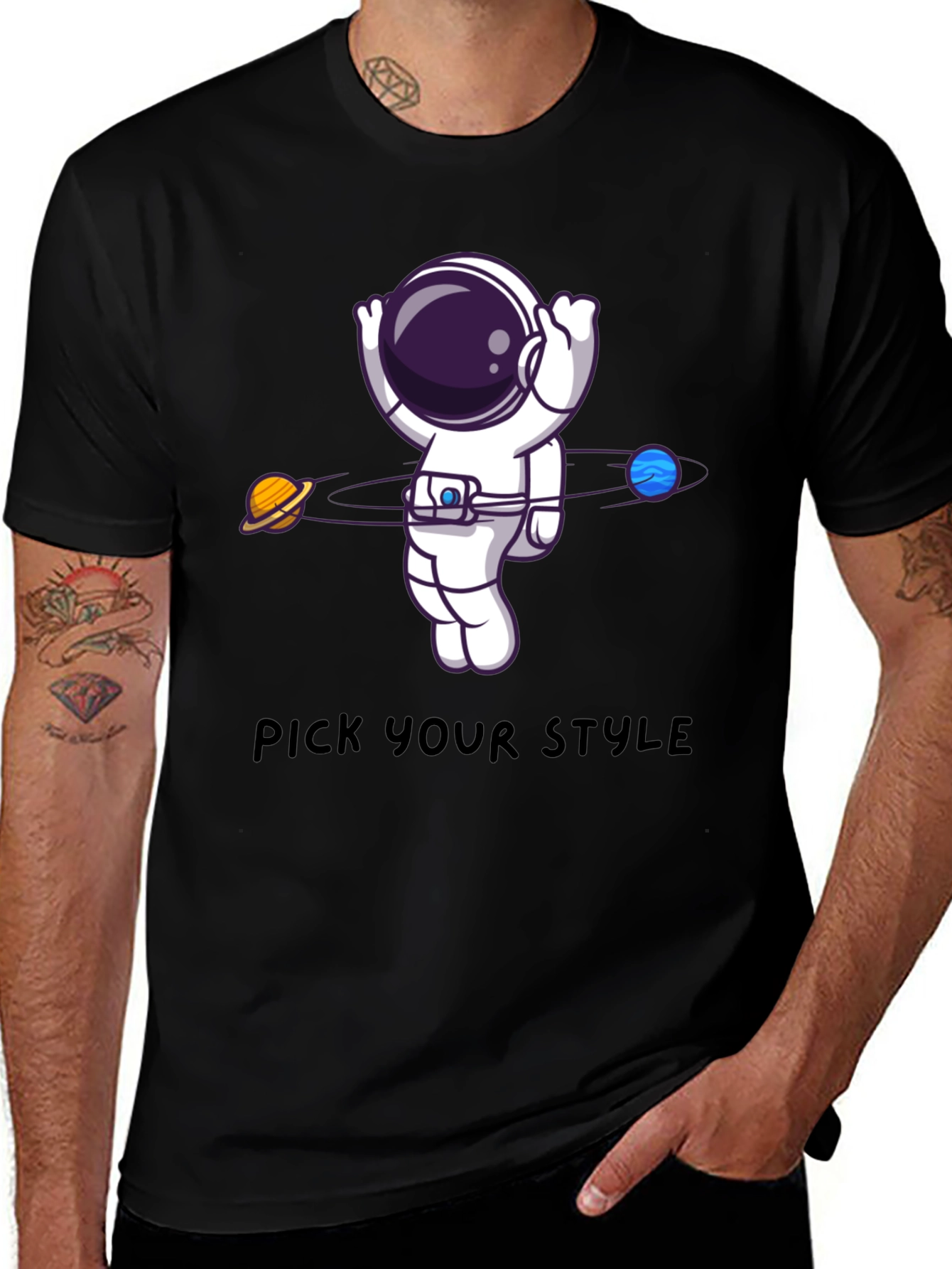 Astronaut Orbit Graphic Tee - Pick Your Style