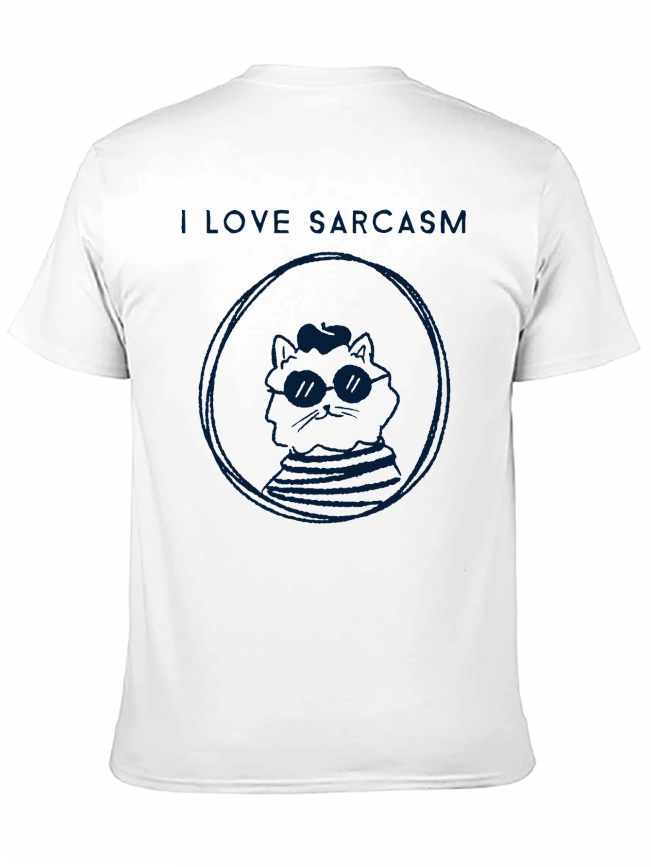 I Love Sarcasm Cat Graphic T-Shirt - Black