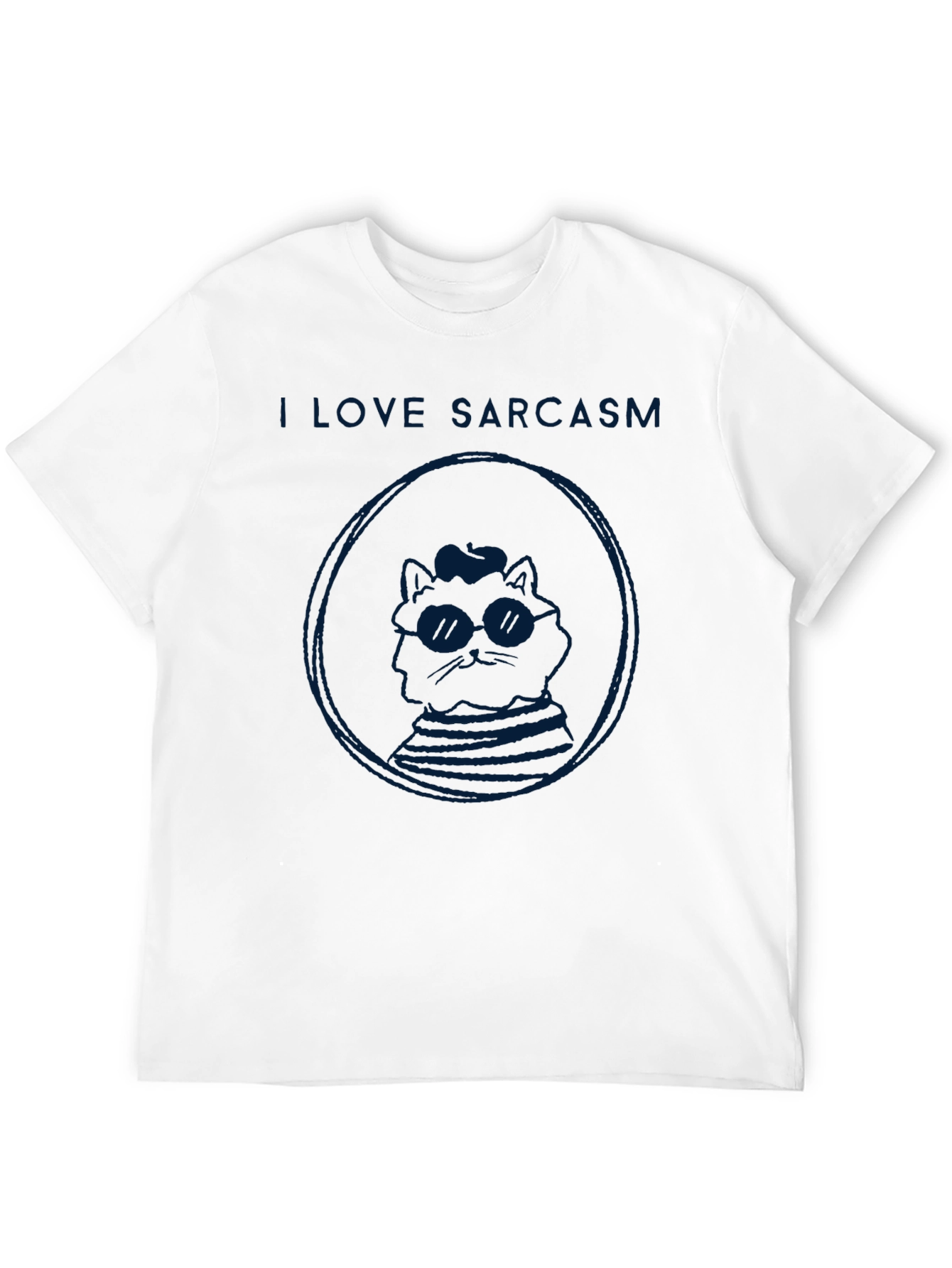 I Love Sarcasm Cat Graphic T-Shirt - Black
