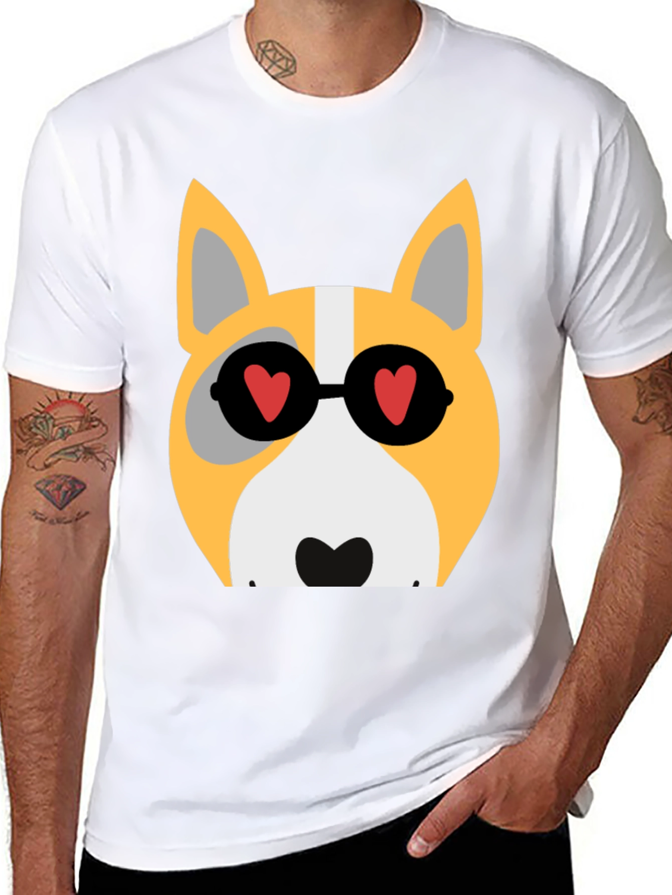 Cool Corgi in Heart Glasses T-Shirt