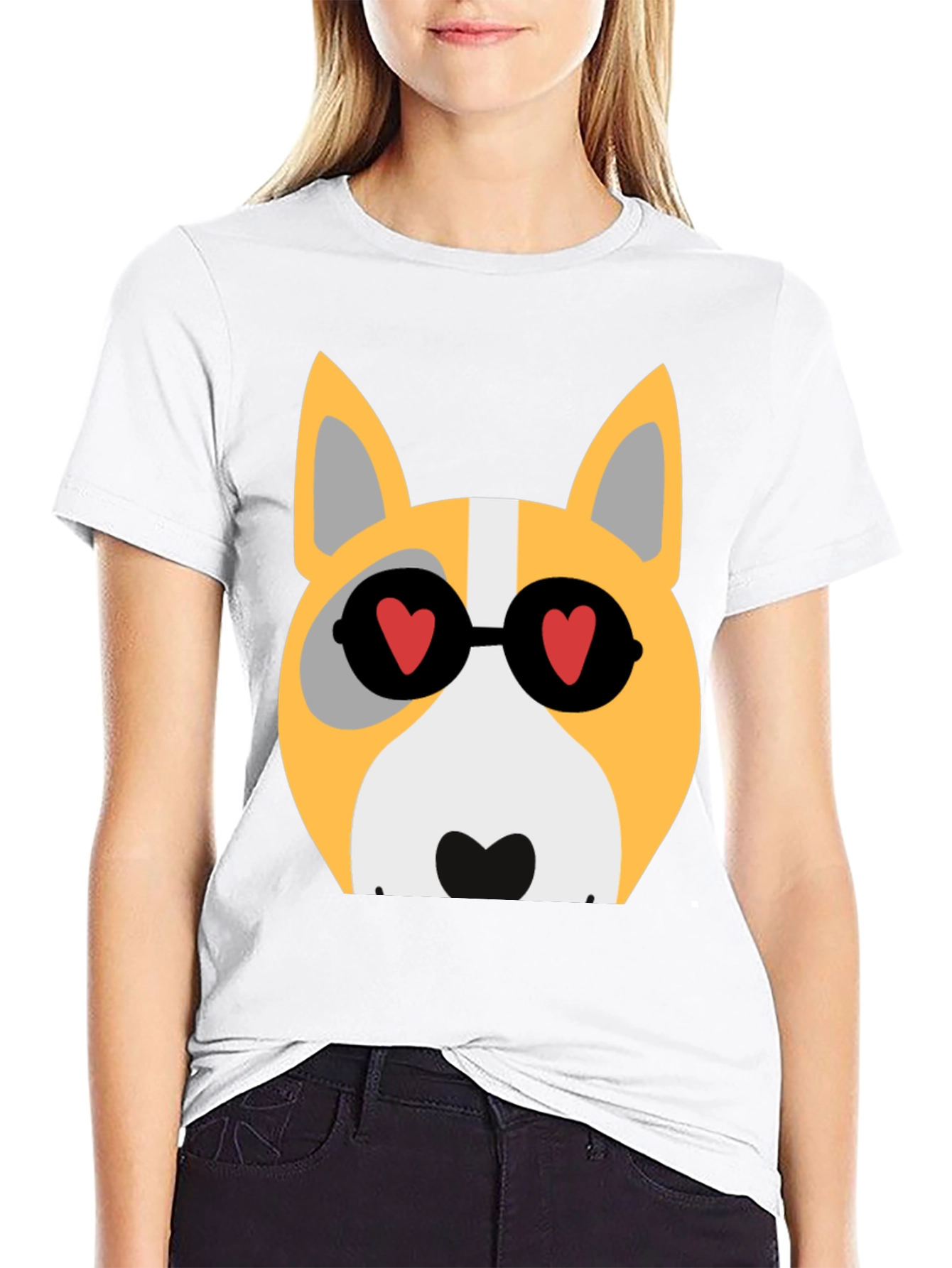 Cool Corgi in Heart Glasses T-Shirt