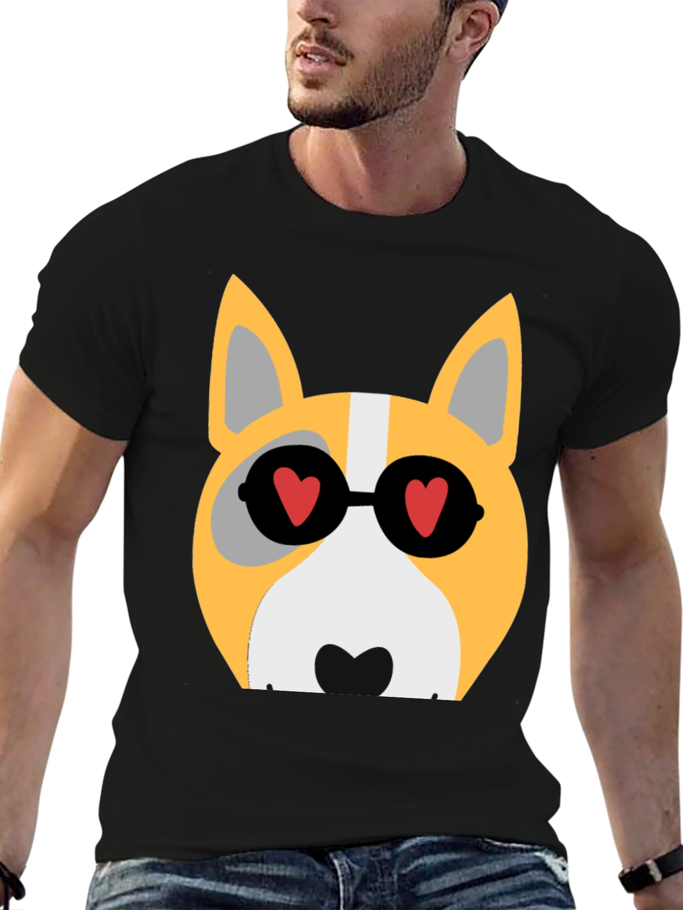 Cool Corgi in Heart Glasses T-Shirt