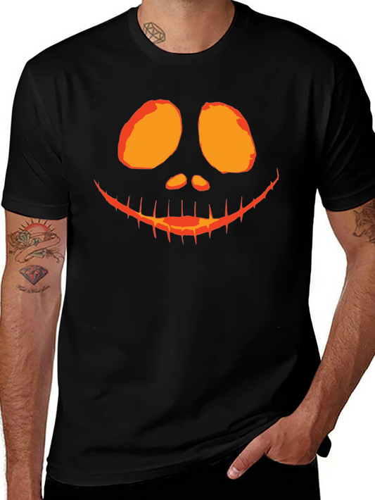Spooky Pumpkin Face Graphic Tee - Halloween Shirt