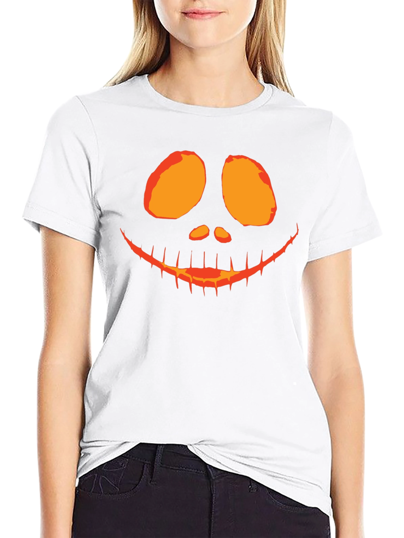 Spooky Pumpkin Face Graphic Tee - Halloween Shirt