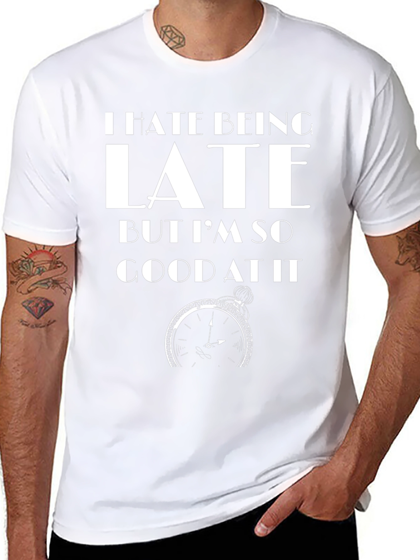Humorous I Hate Being Late Graphic Tee