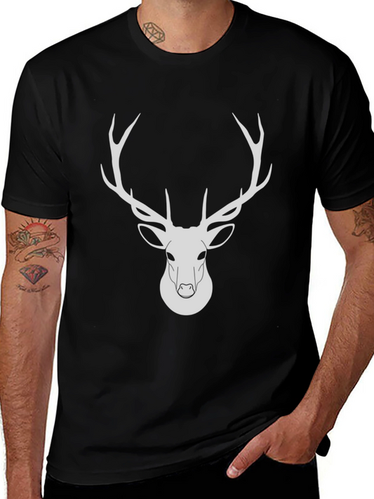 Black Deer Graphic Tee - Modern Wildlife Design