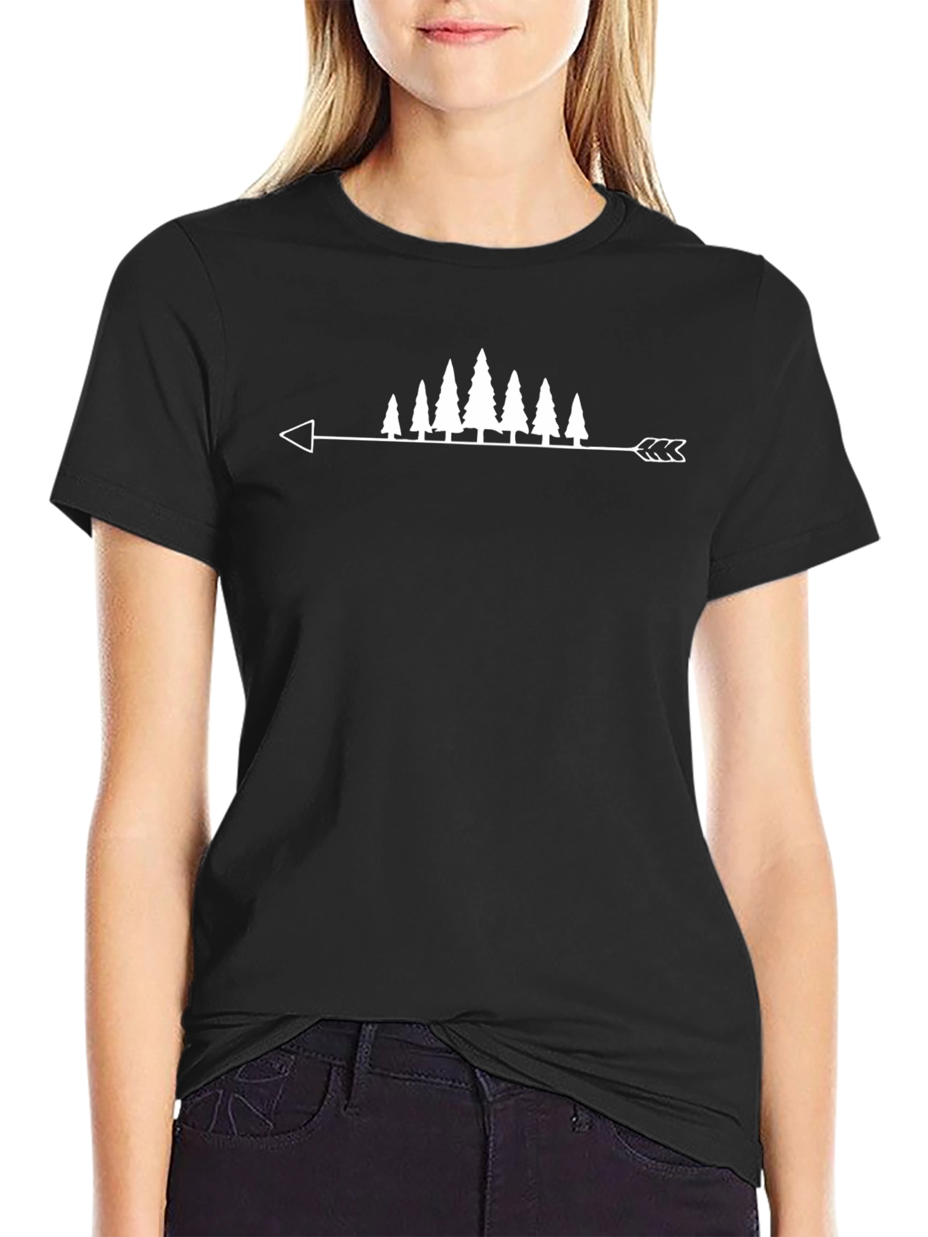 Arrow Forest Graphic Tee - Black Cotton T-Shirt