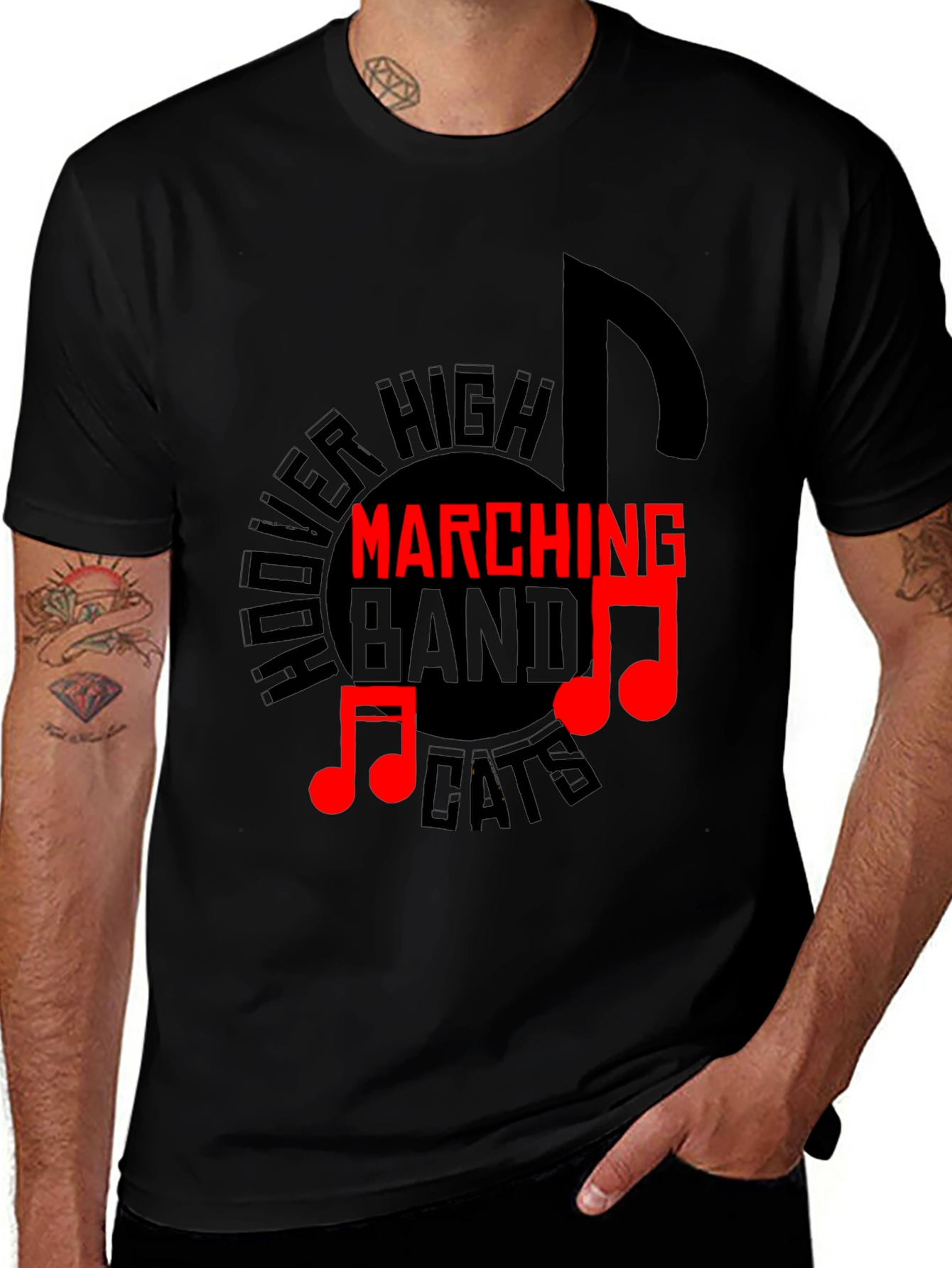 Hoover High Marching Band Cats Black T-Shirt